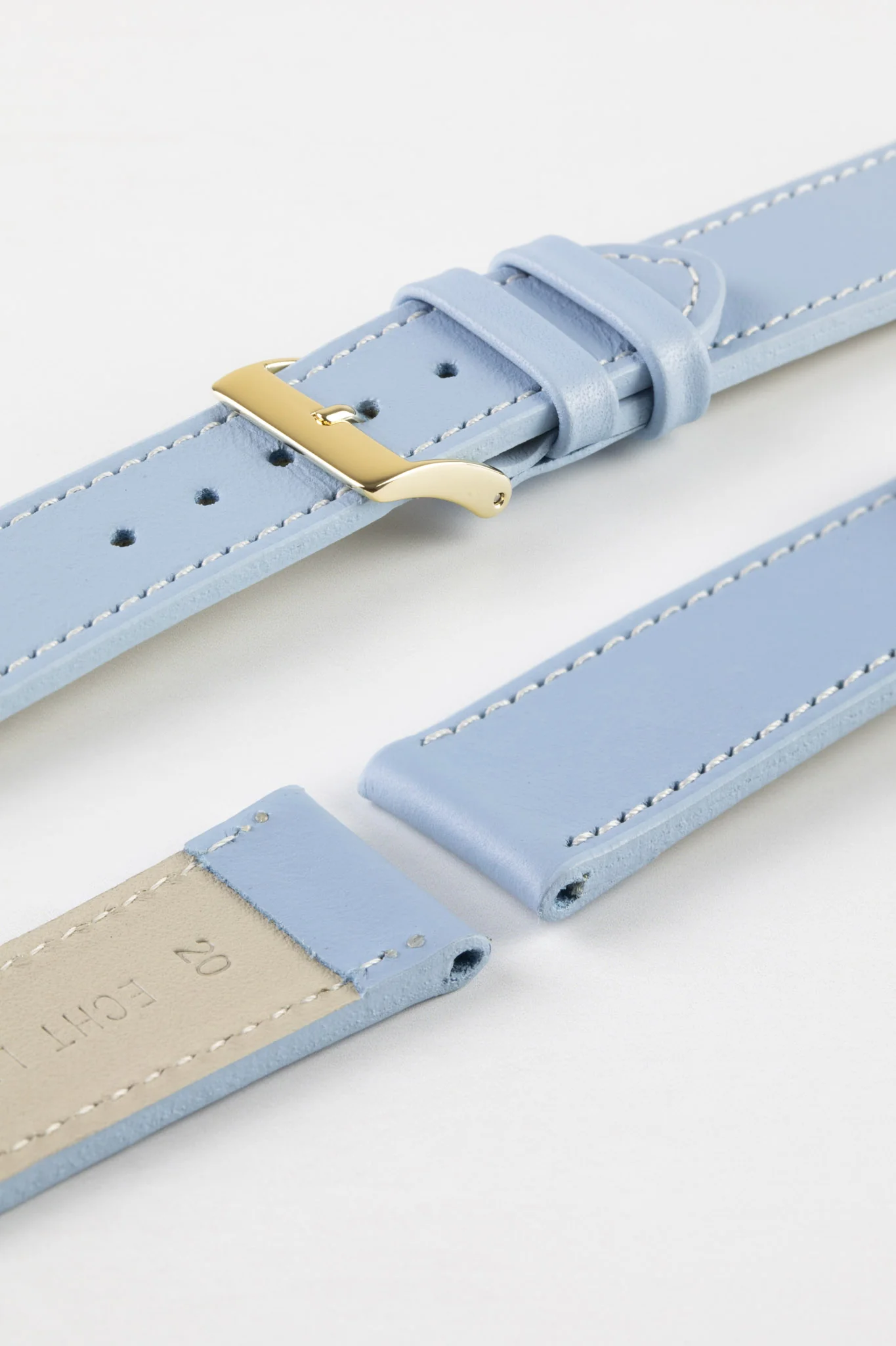 Pebro CLASSIC Unpadded Calfskin Leather Watch Strap in LIGHT BLUE - Image 8