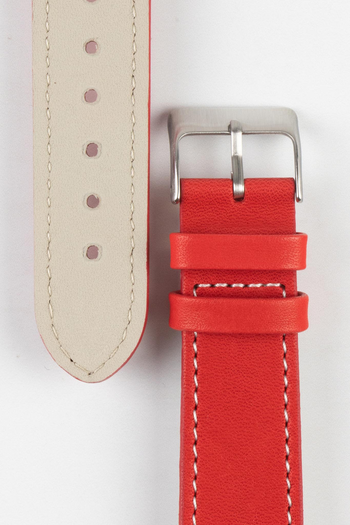 Pebro CLASSIC Unpadded Calfskin Leather Watch Strap in RED - Image 3