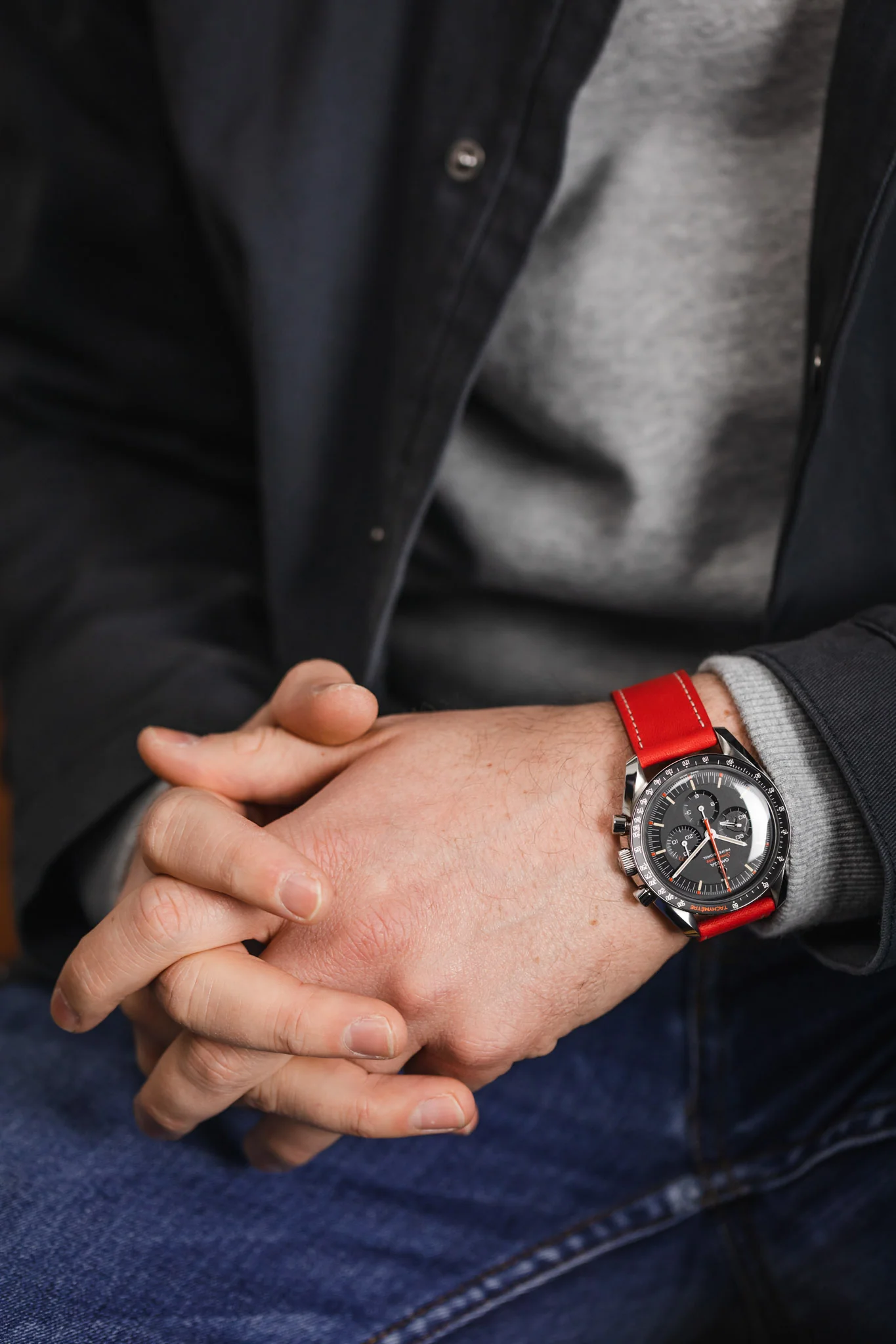 Pebro CLASSIC Unpadded Calfskin Leather Watch Strap in RED - Image 6