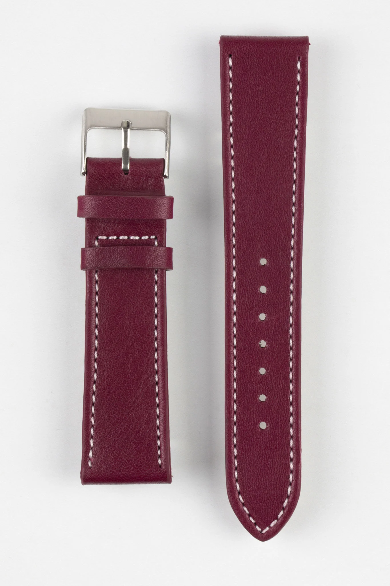 Pebro CLASSIC Unpadded Calfskin Leather Watch Strap in WINE RED - Image 10