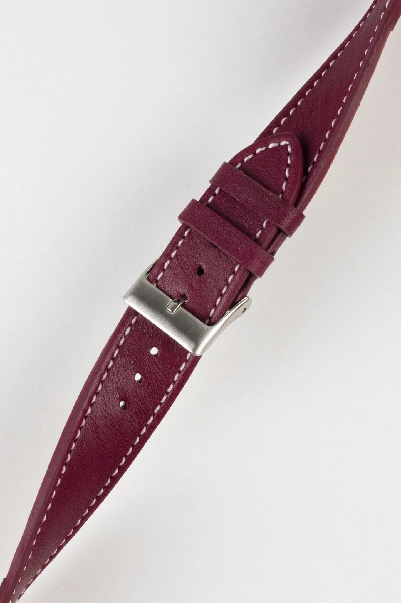 Pebro CLASSIC Unpadded Calfskin Leather Watch Strap in WINE RED - Image 5