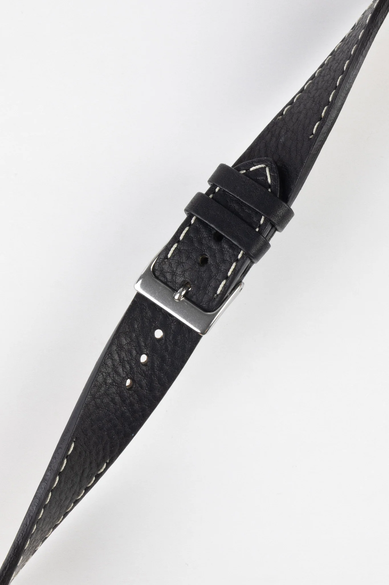 Pebro HALF-STITCH Calfskin Leather Watch Strap in BLACK - Image 5