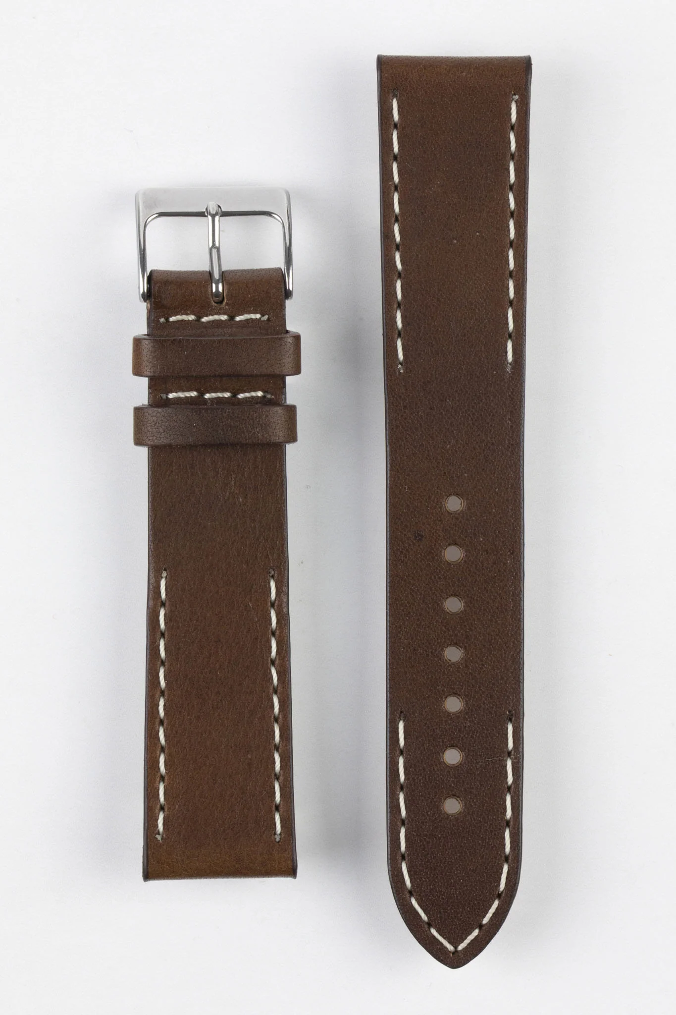 Pebro HALF-STITCH Calfskin Leather Watch Strap in DARK BROWN - Image 8