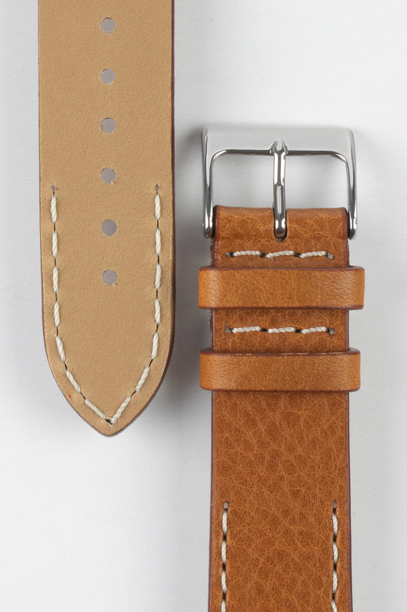 Pebro HALF-STITCH Calfskin Leather Watch Strap in GOLD BROWN - Image 3