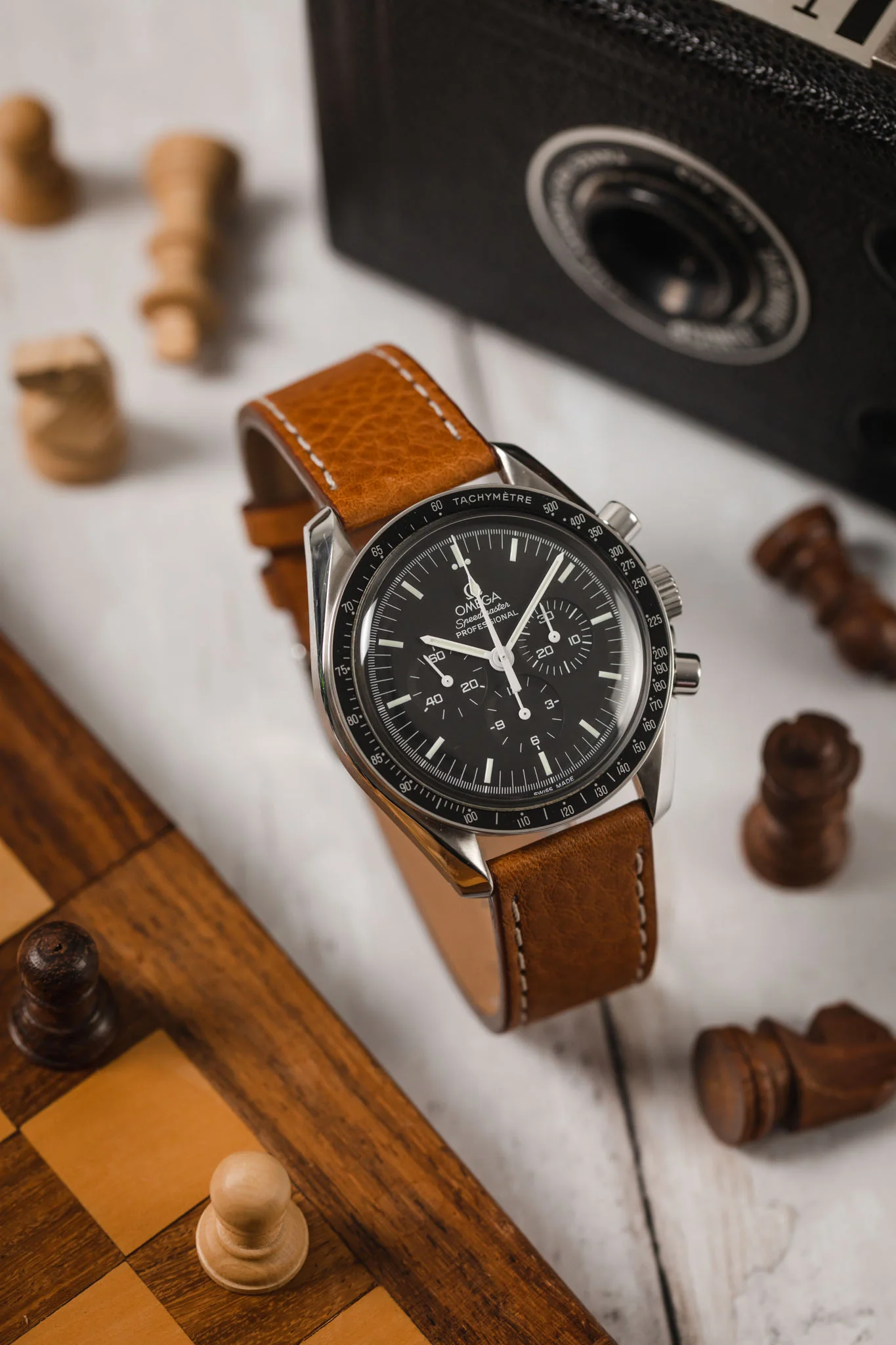 Pebro HALF-STITCH Calfskin Leather Watch Strap in GOLD BROWN - Image 4