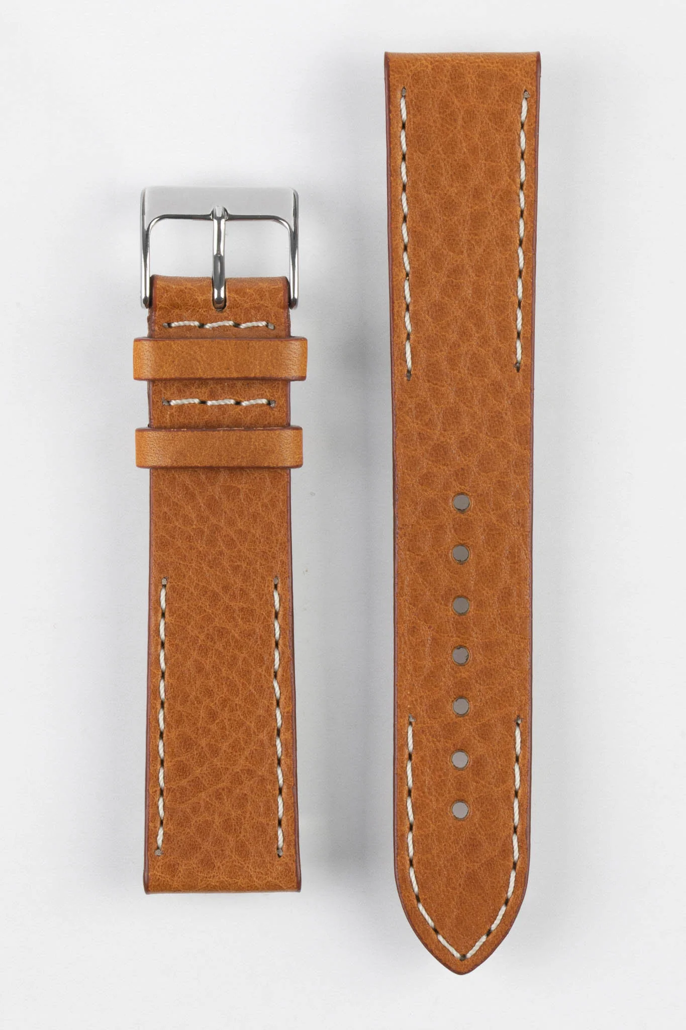 Pebro HALF-STITCH Calfskin Leather Watch Strap in GOLD BROWN - Image 8