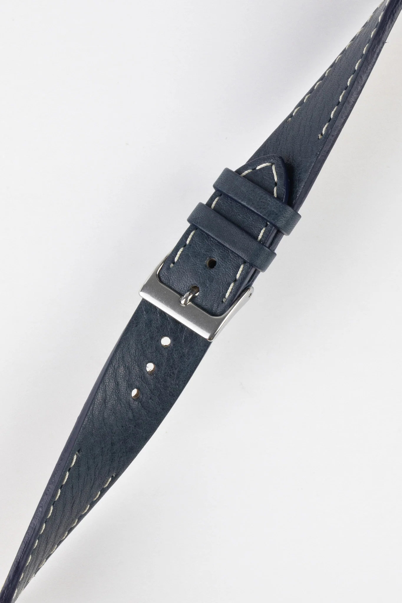 Pebro HALF-STITCH Calfskin Leather Watch Strap in NAVY BLUE - Image 5