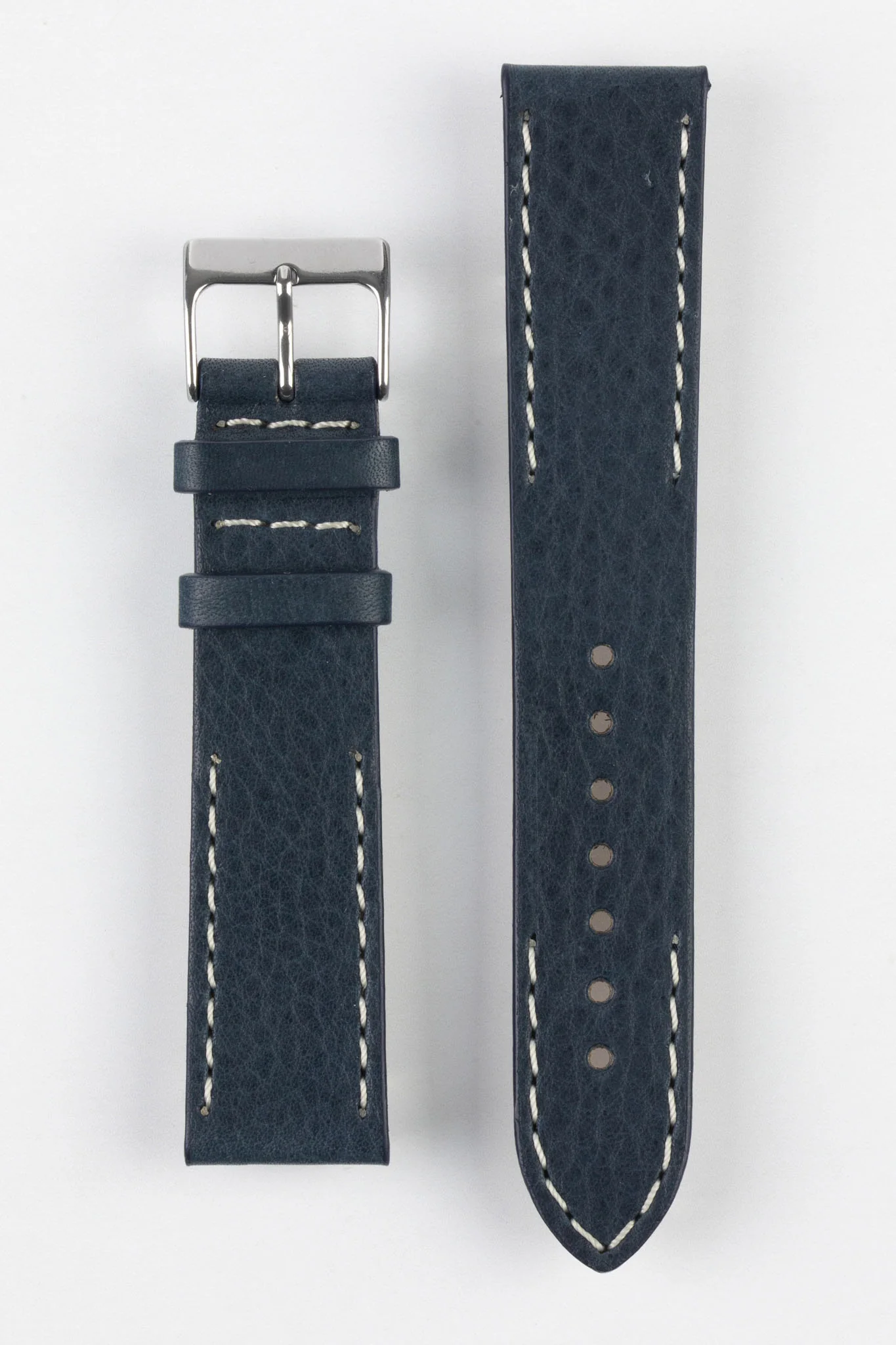 Pebro HALF-STITCH Calfskin Leather Watch Strap in NAVY BLUE - Image 8