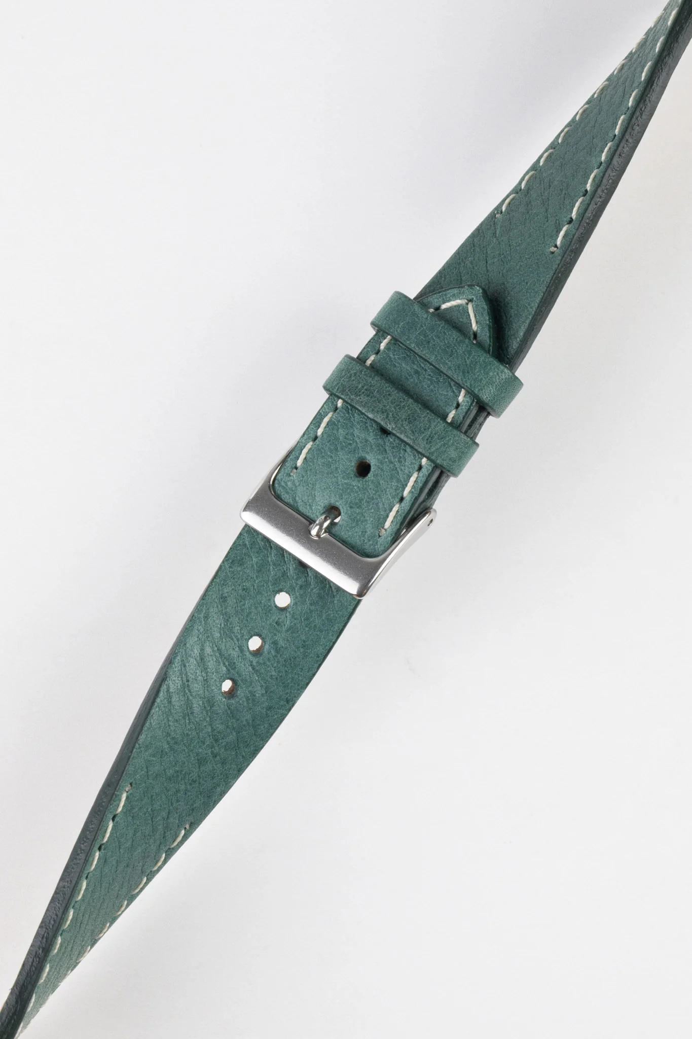 Pebro HALF-STITCH Calfskin Leather Watch Strap in SEA GREEN - Image 5