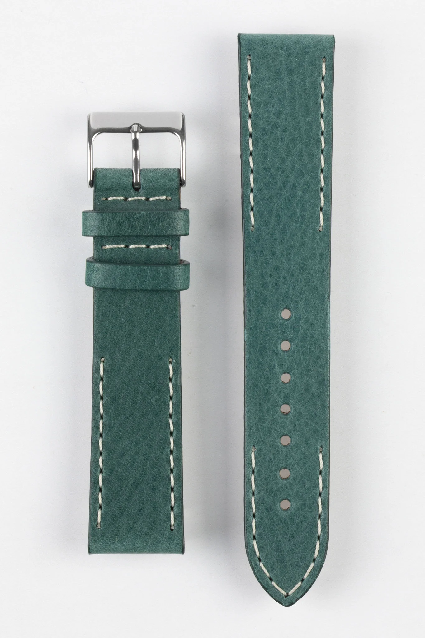 Pebro HALF-STITCH Calfskin Leather Watch Strap in SEA GREEN - Image 8