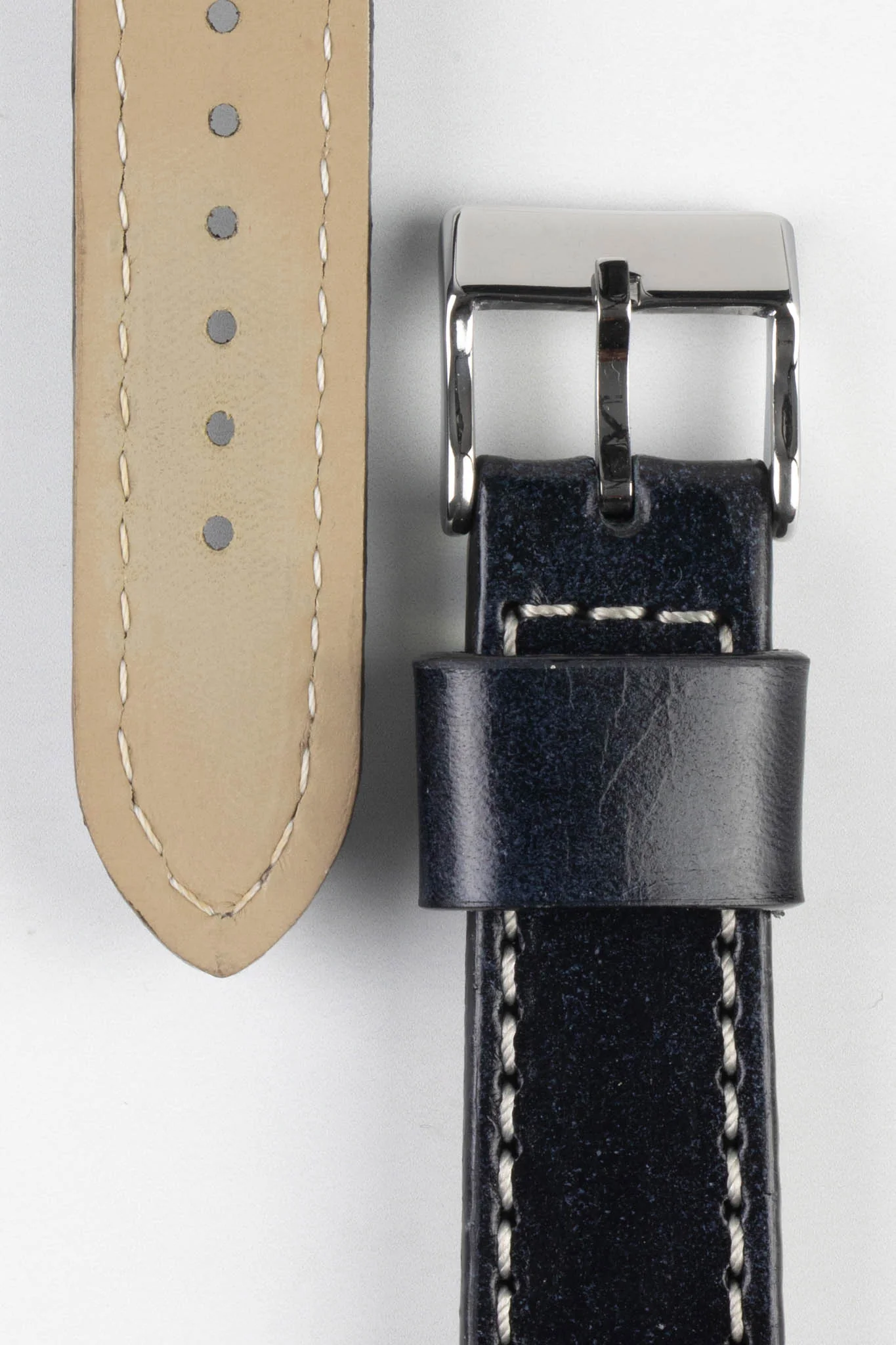 Pebro HISTORIC Hand-Finished Leather Watch Strap in BLACK - Image 3