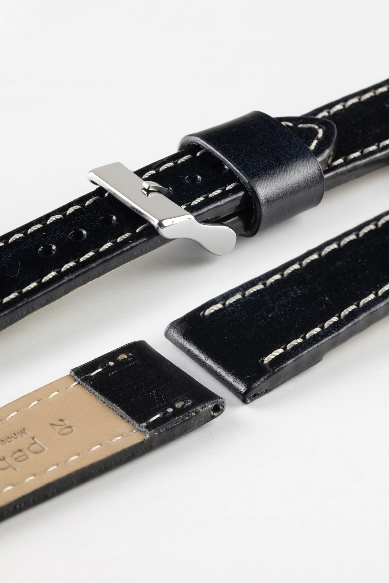 Pebro HISTORIC Hand-Finished Leather Watch Strap in BLACK - Image 6