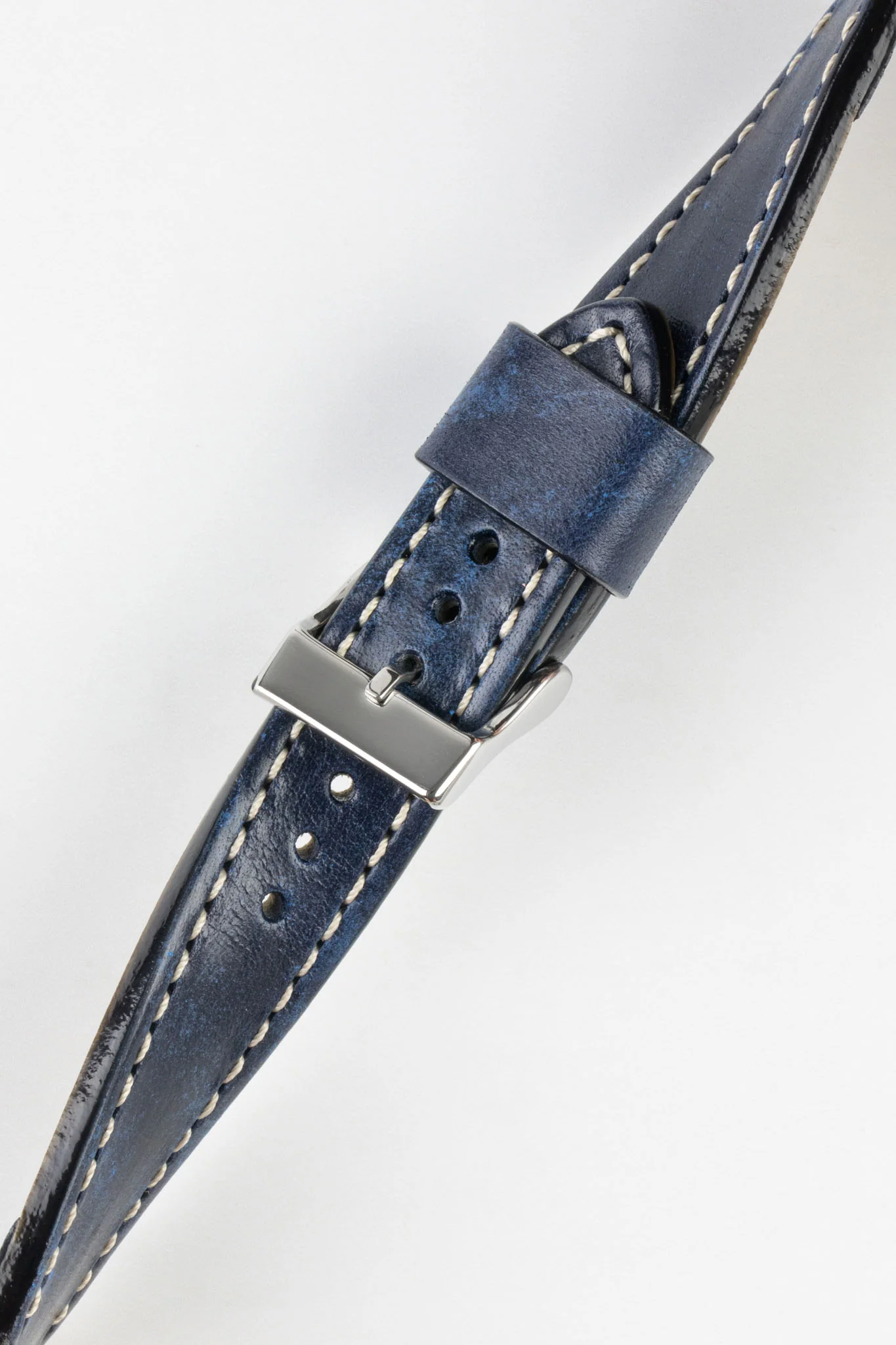 Pebro HISTORIC Hand-Finished Leather Watch Strap in BLUE - Image 4
