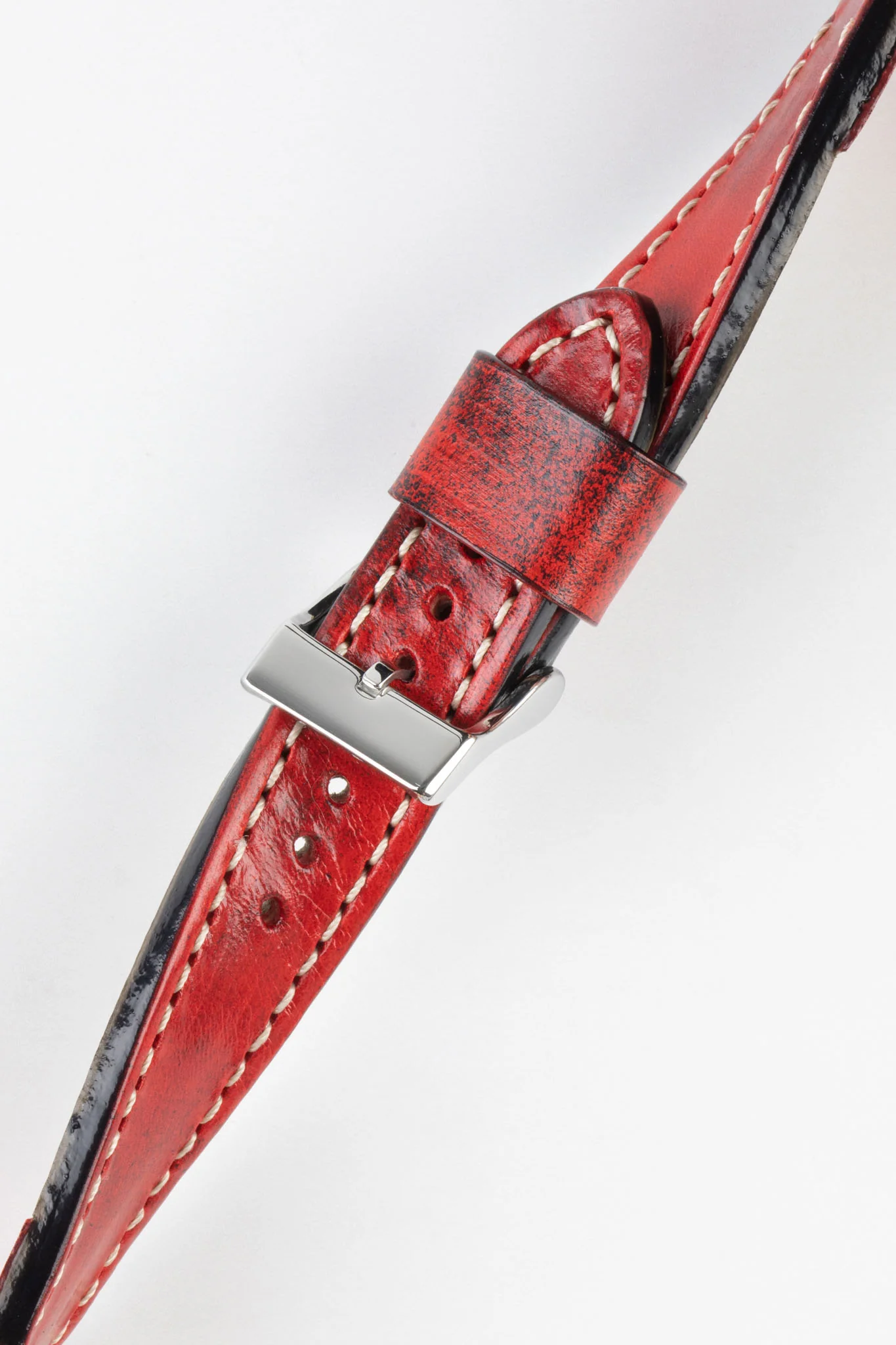 Pebro HISTORIC Hand-Finished Leather Watch Strap in RED - Image 4