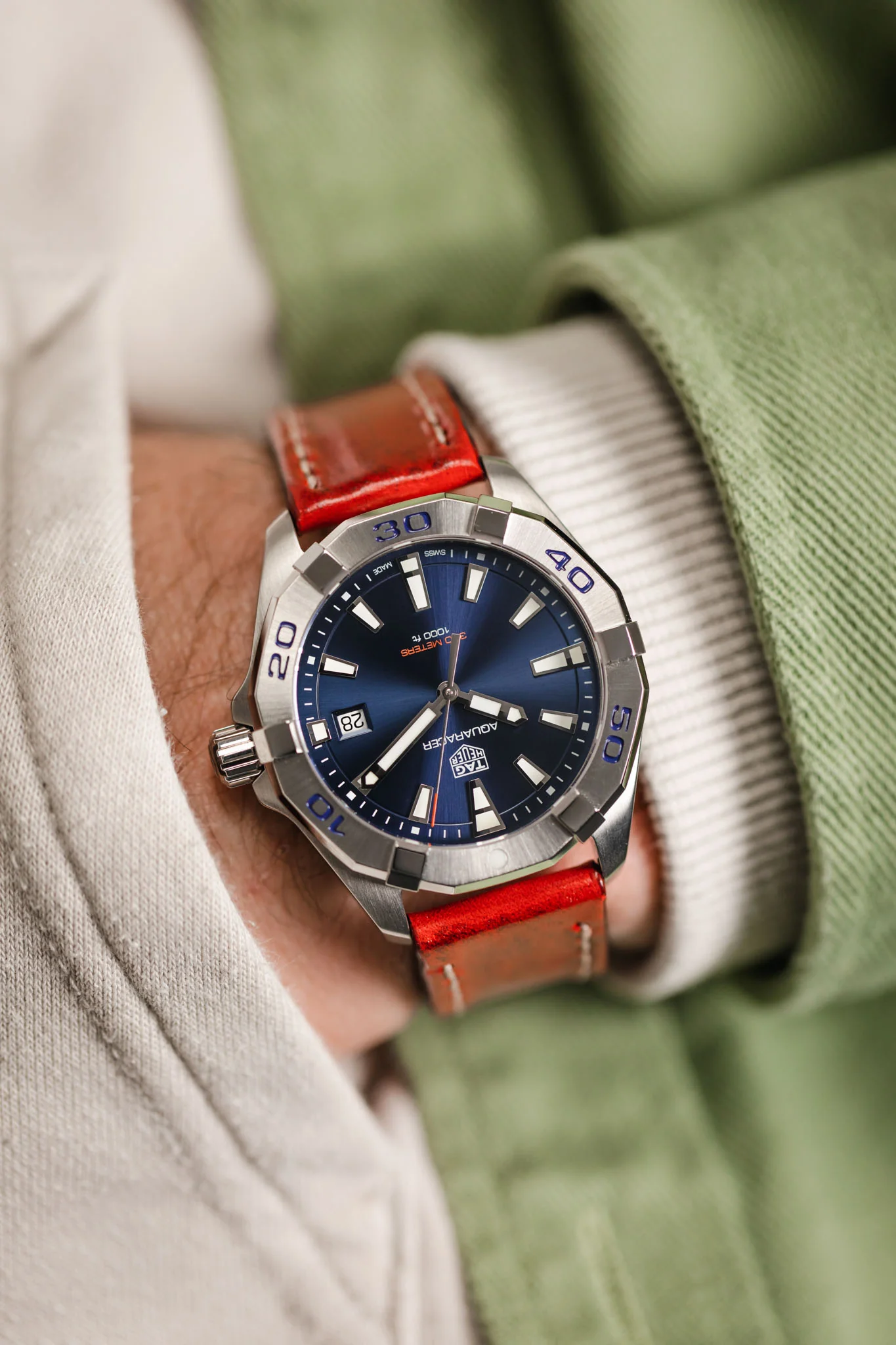 Pebro HISTORIC Hand-Finished Leather Watch Strap in RED - Image 5