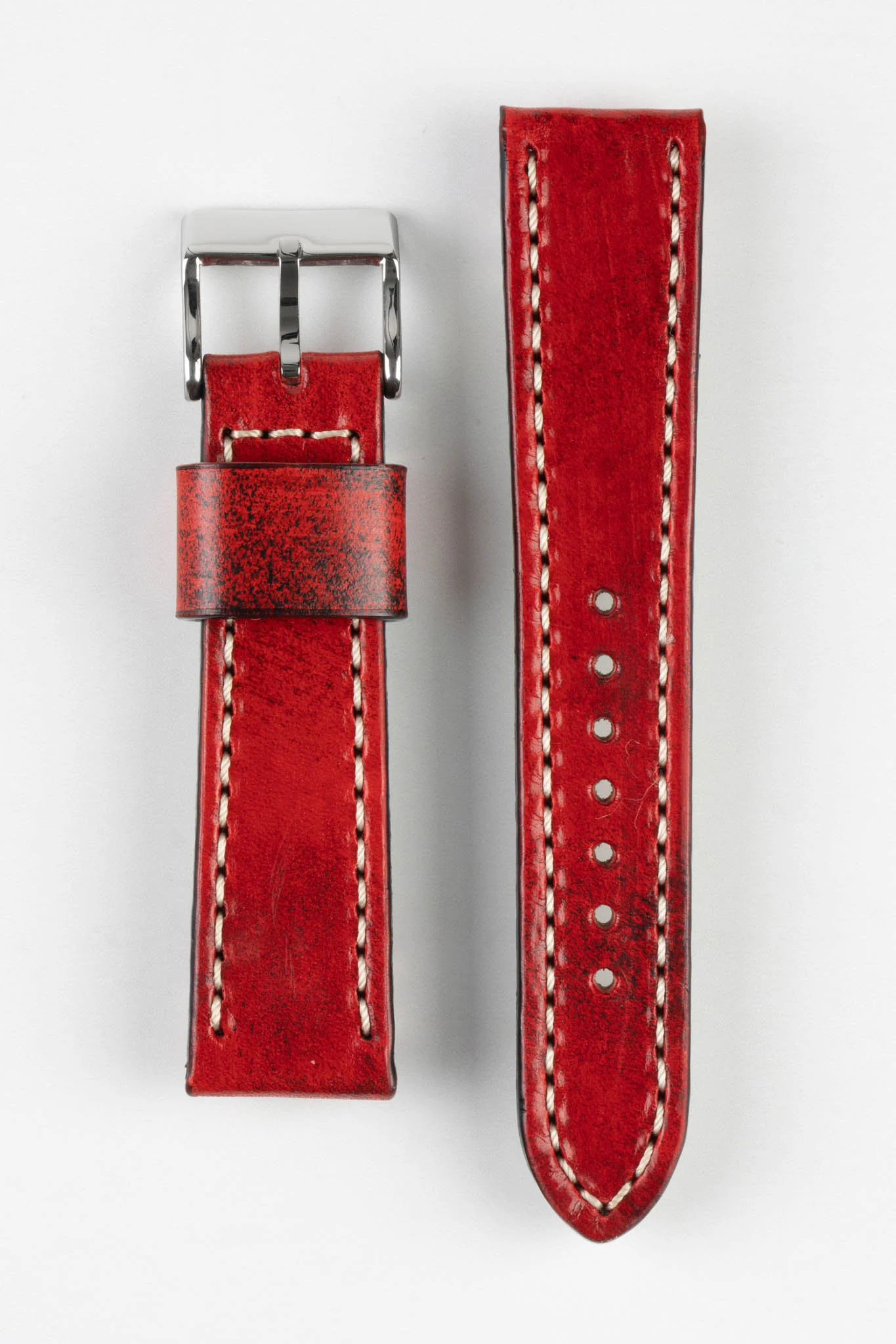 Pebro HISTORIC Hand-Finished Leather Watch Strap in RED - Image 8