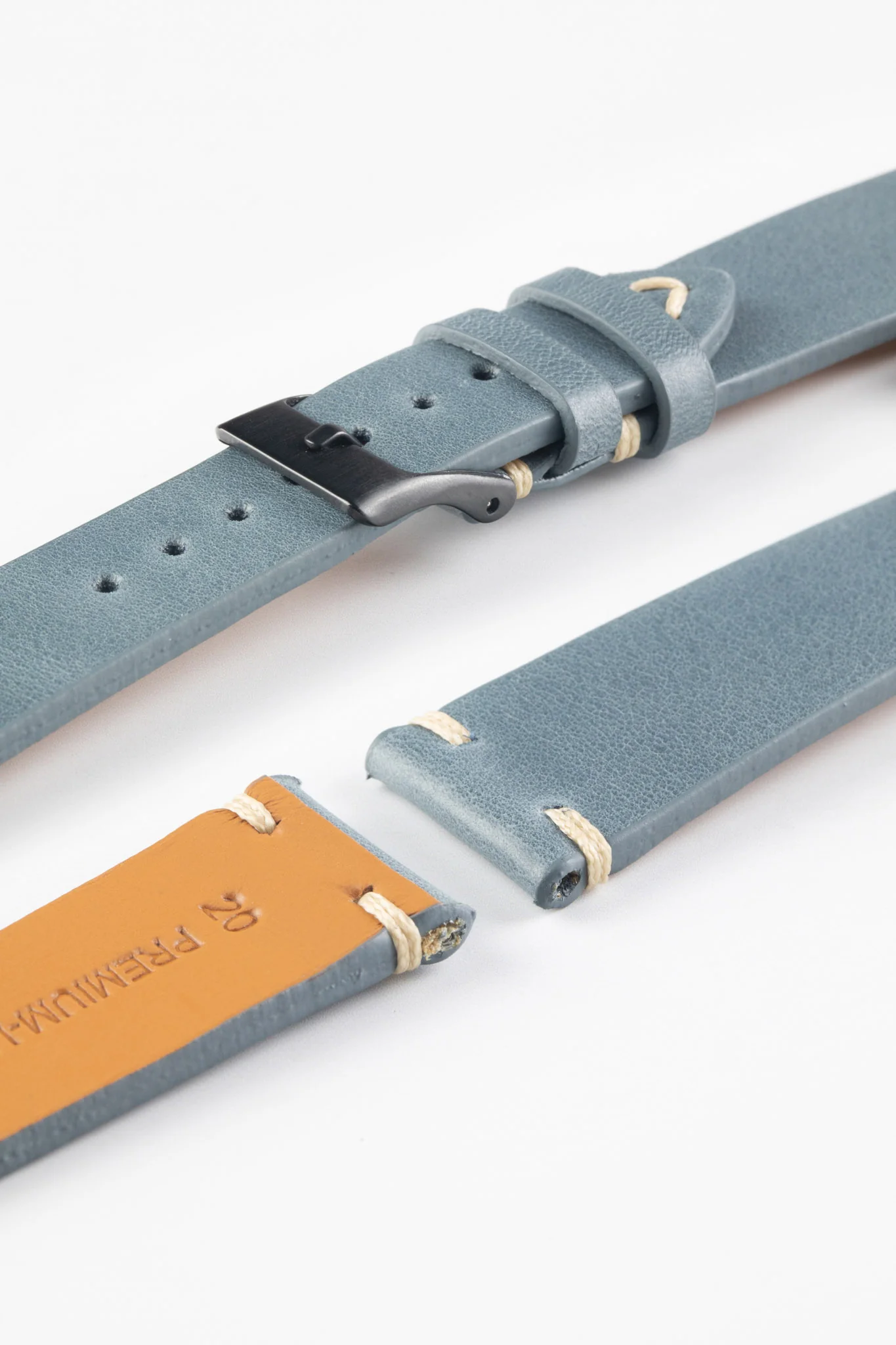 Pebro LEGACY Vintage Calfskin Leather Watch Strap in BLUE - Image 6