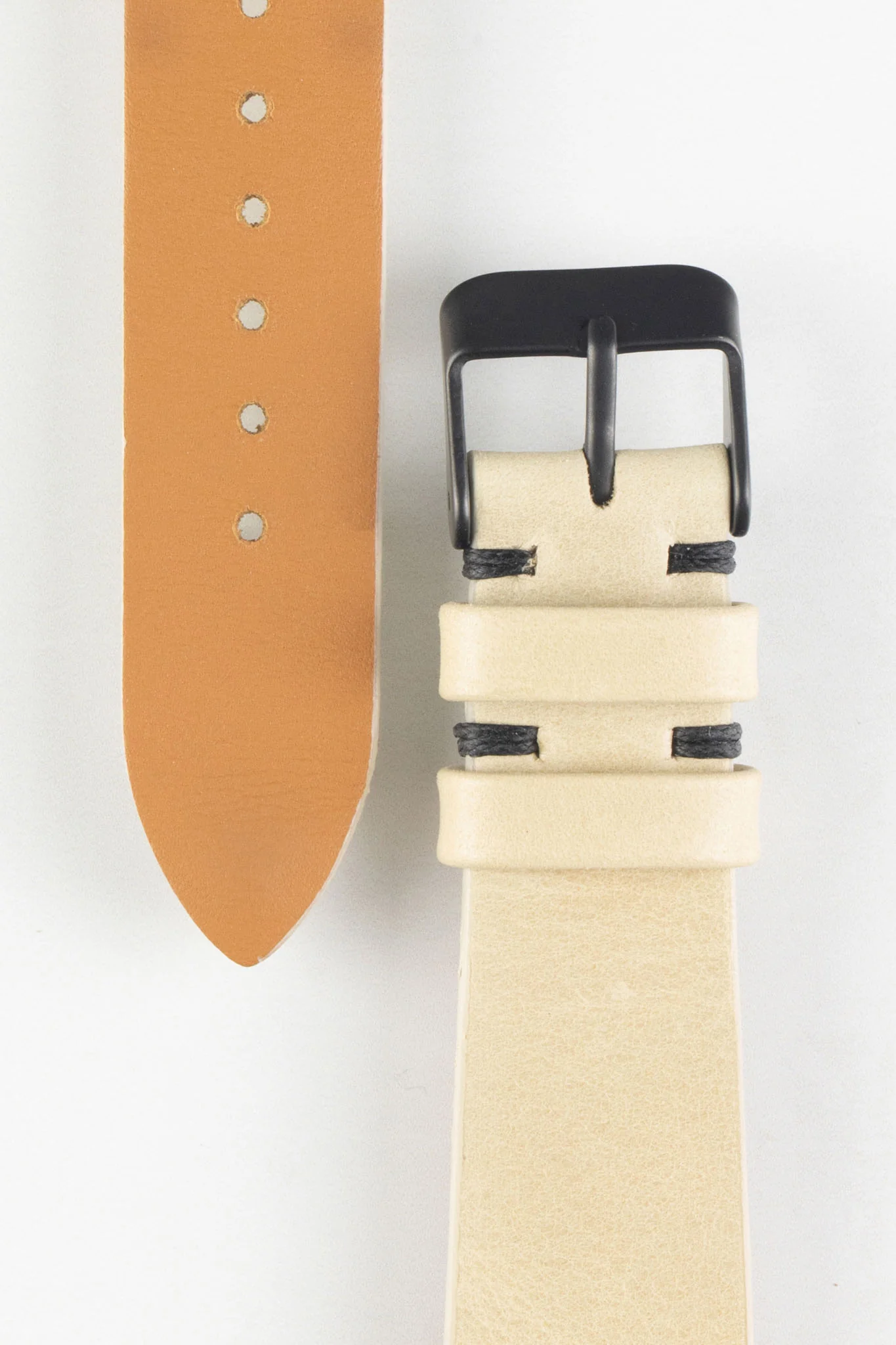 Pebro LEGACY Vintage Calfskin Leather Watch Strap in CREAM - Image 2