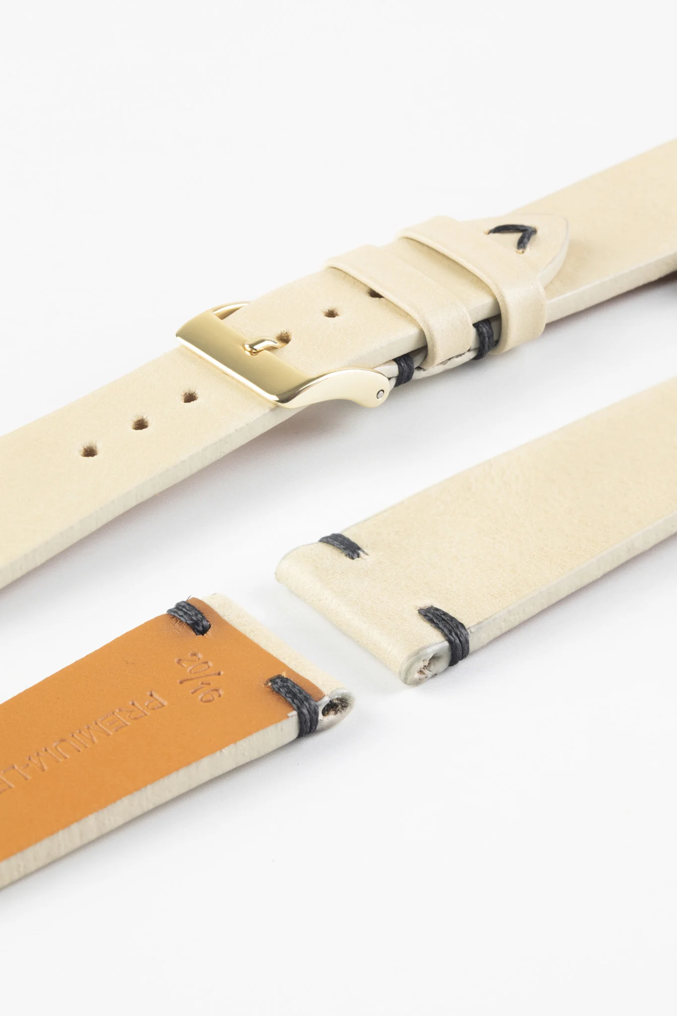 Pebro LEGACY Vintage Calfskin Leather Watch Strap in CREAM - Image 5