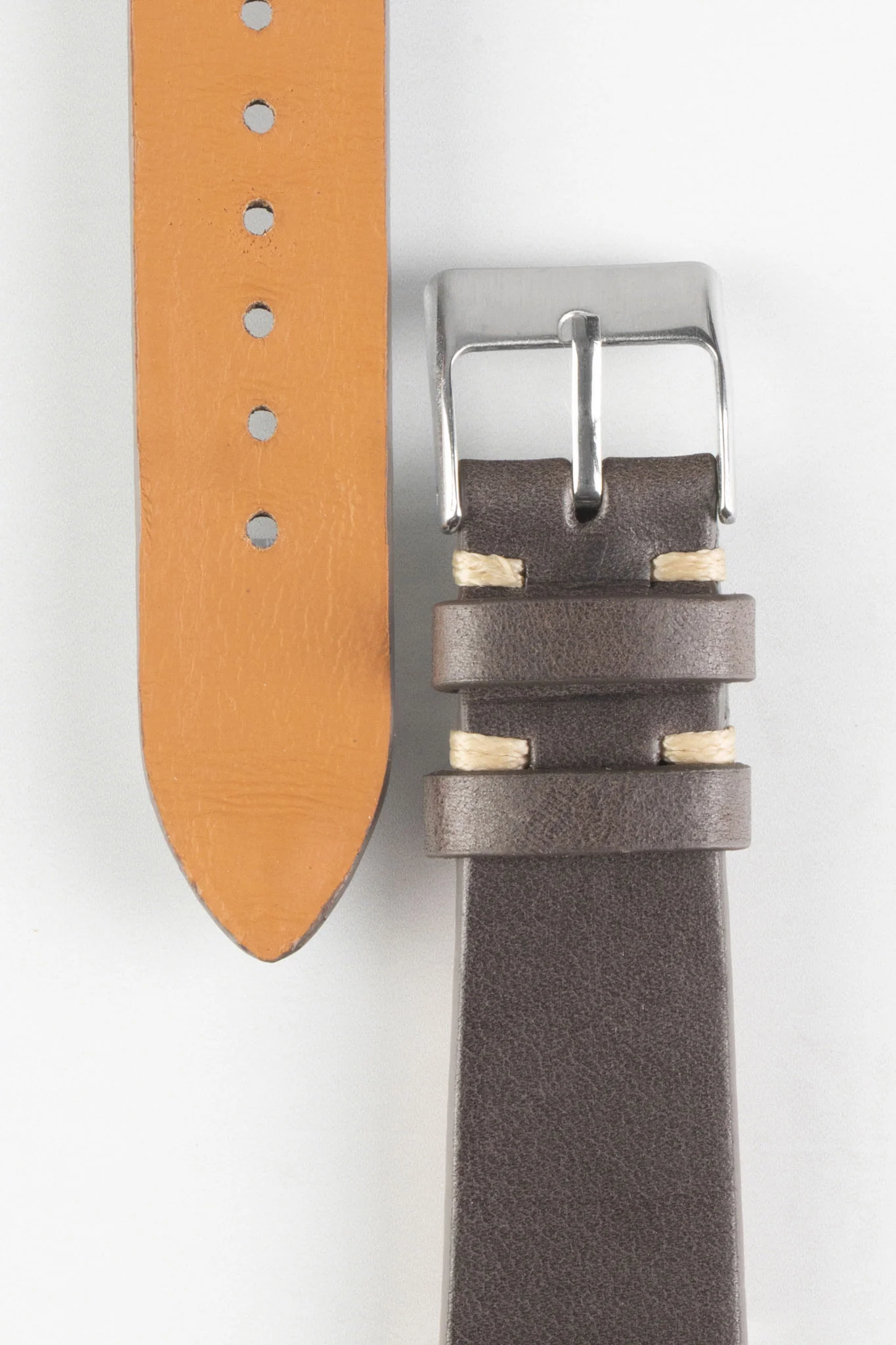 Pebro LEGACY Vintage Calfskin Leather Watch Strap in DARK BROWN - Image 2