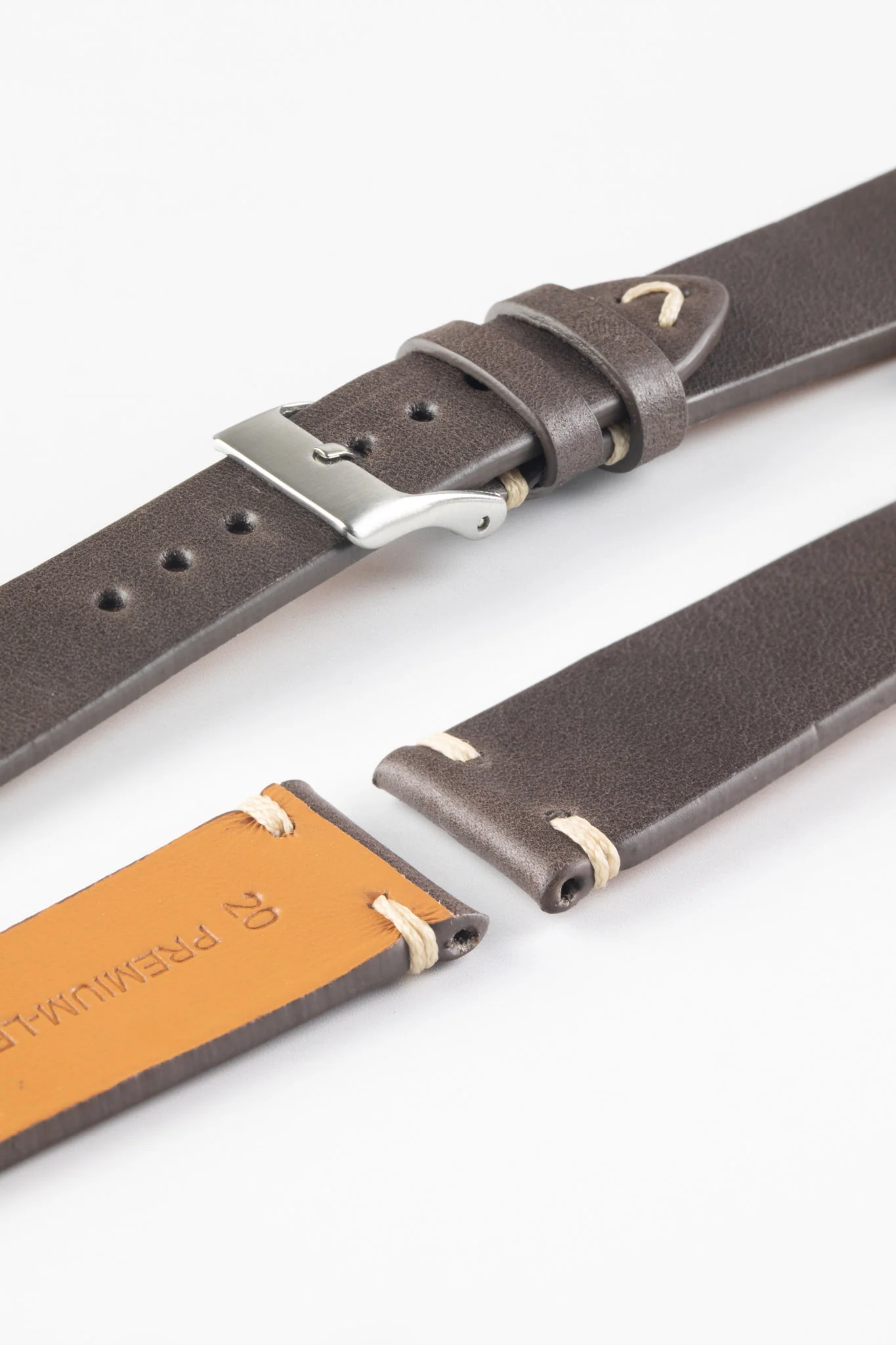 Pebro LEGACY Vintage Calfskin Leather Watch Strap in DARK BROWN - Image 4
