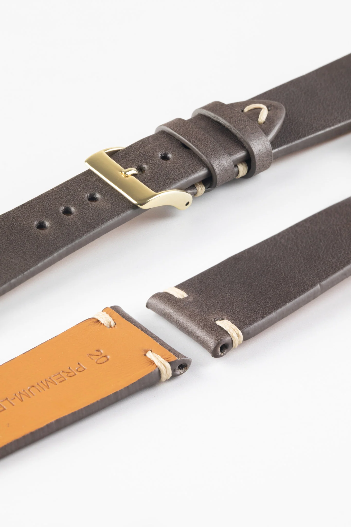 Pebro LEGACY Vintage Calfskin Leather Watch Strap in DARK BROWN - Image 5