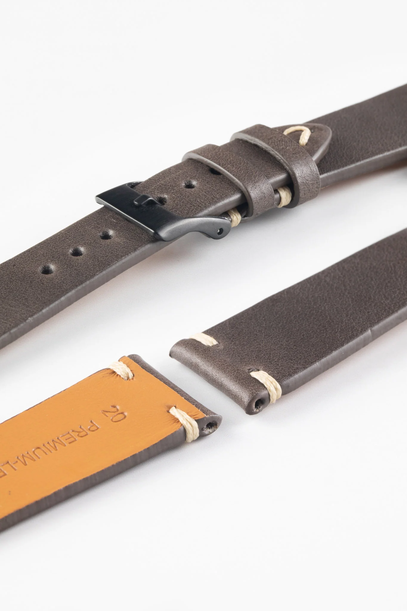 Pebro LEGACY Vintage Calfskin Leather Watch Strap in DARK BROWN - Image 6