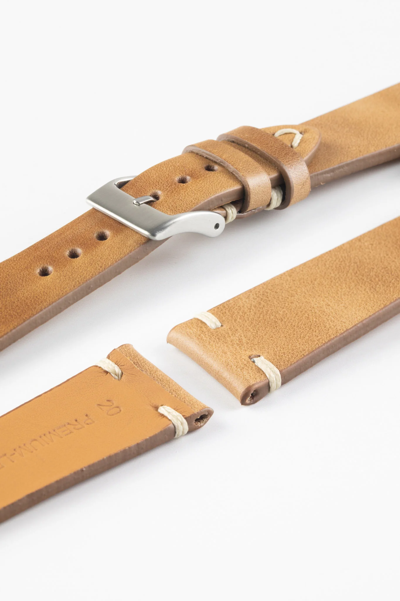Pebro LEGACY Vintage Calfskin Leather Watch Strap in GOLD BROWN - Image 4