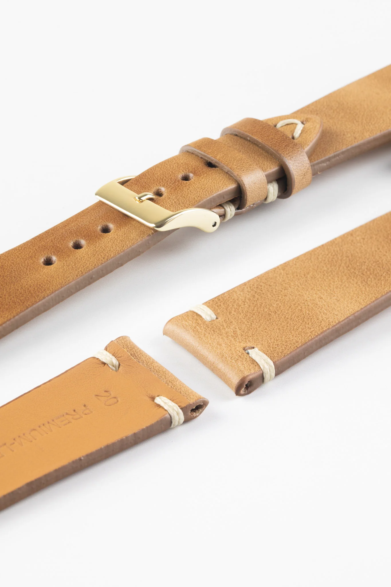 Pebro LEGACY Vintage Calfskin Leather Watch Strap in GOLD BROWN - Image 5