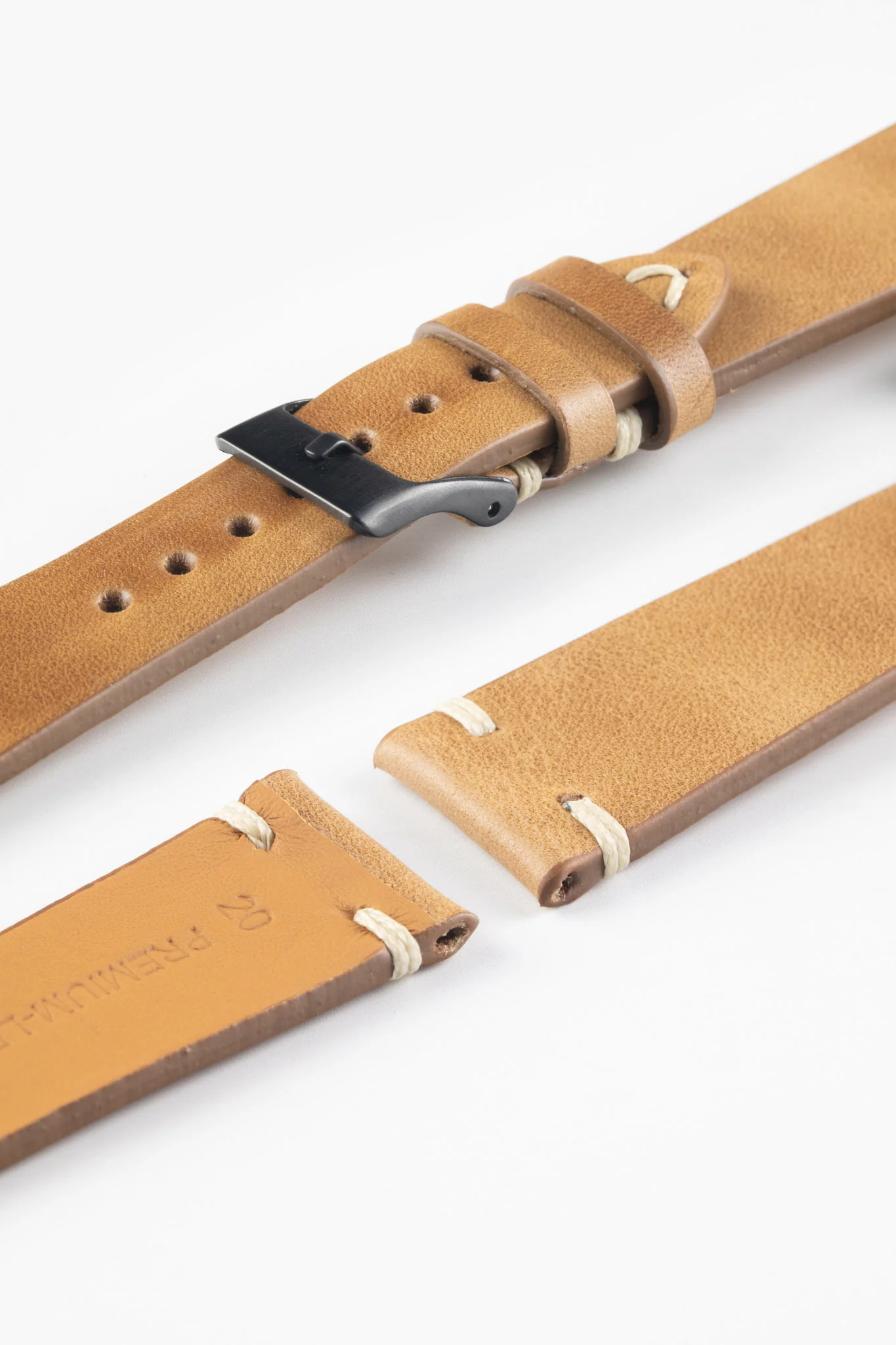 Pebro LEGACY Vintage Calfskin Leather Watch Strap in GOLD BROWN - Image 6
