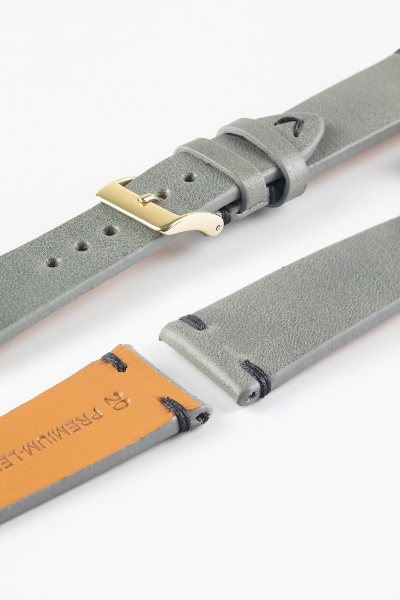 Pebro LEGACY Vintage Calfskin Leather Watch Strap in GREY - Image 5