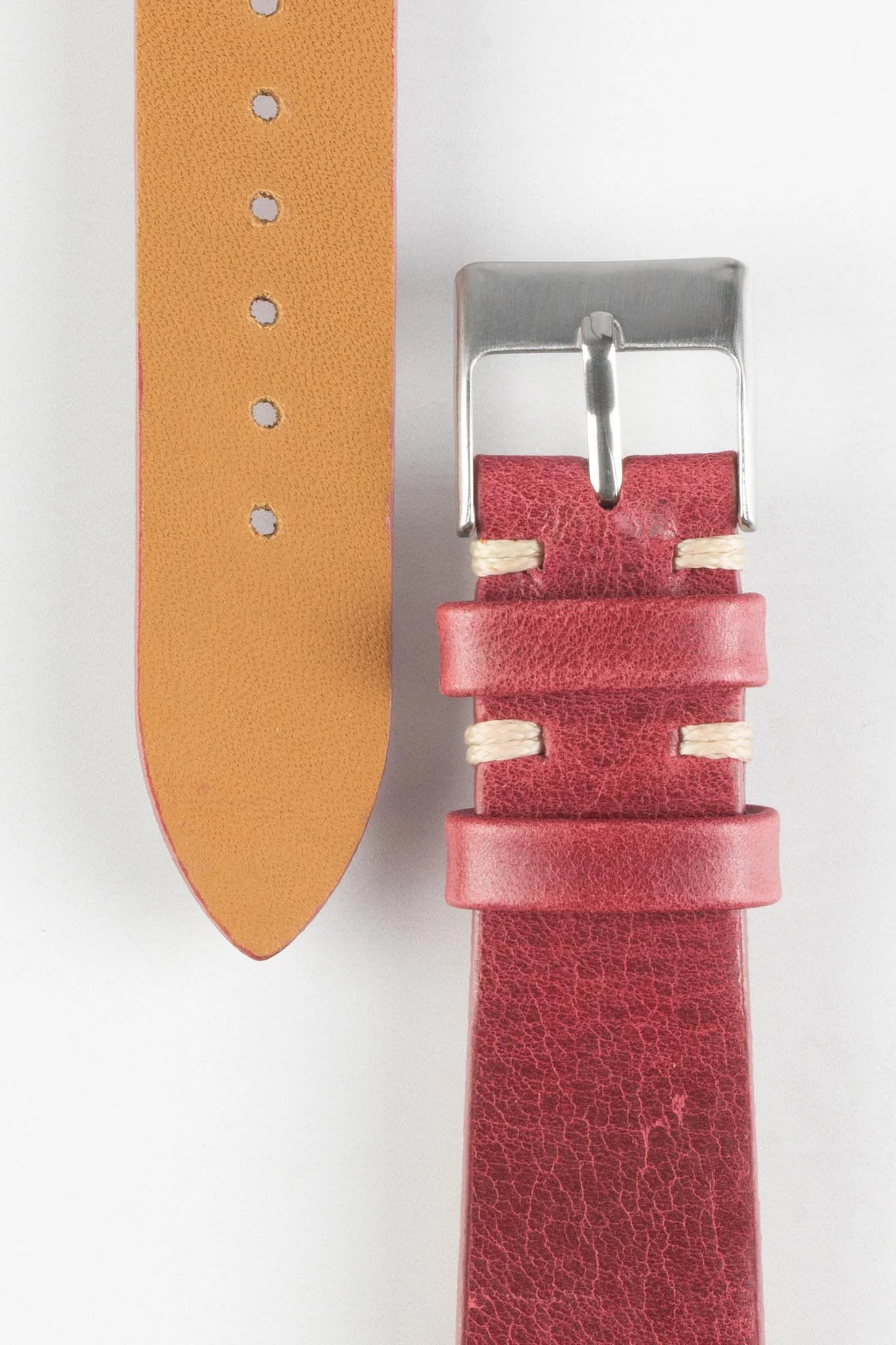 Pebro LEGACY Vintage Calfskin Leather Watch Strap in RED - Image 2