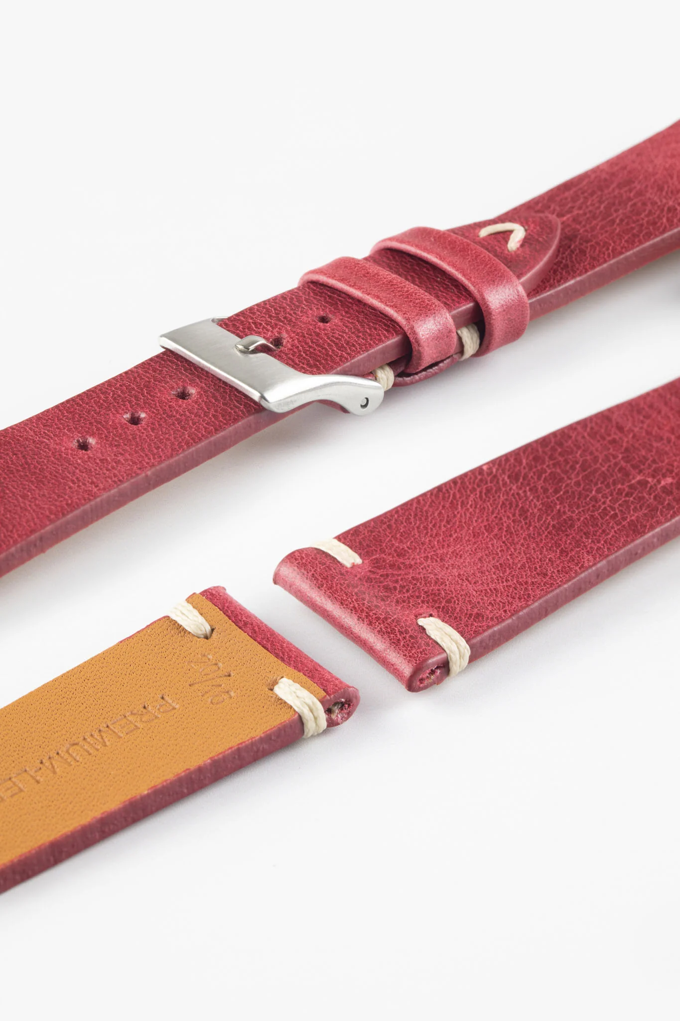 Pebro LEGACY Vintage Calfskin Leather Watch Strap in RED - Image 4