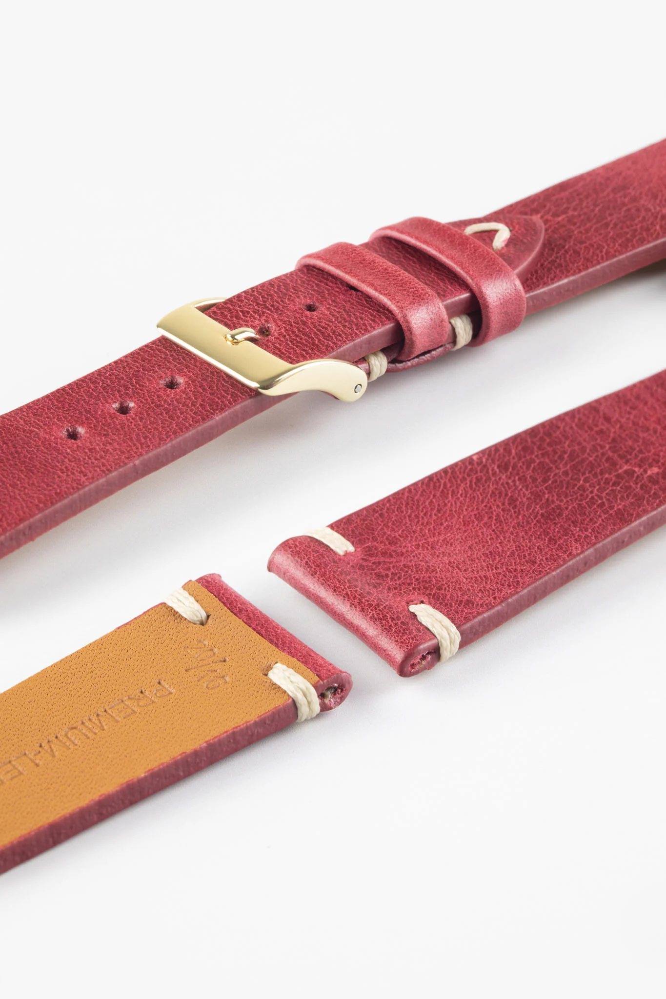Pebro LEGACY Vintage Calfskin Leather Watch Strap in RED - Image 5