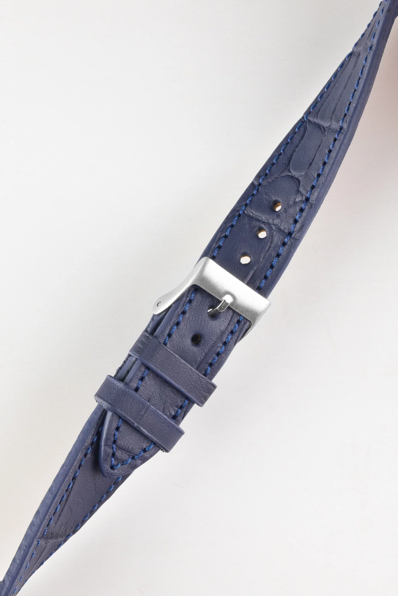 Pebro NILE Crocodile-Embossed Calfskin Leather Watch Strap in BLUE - Image 3