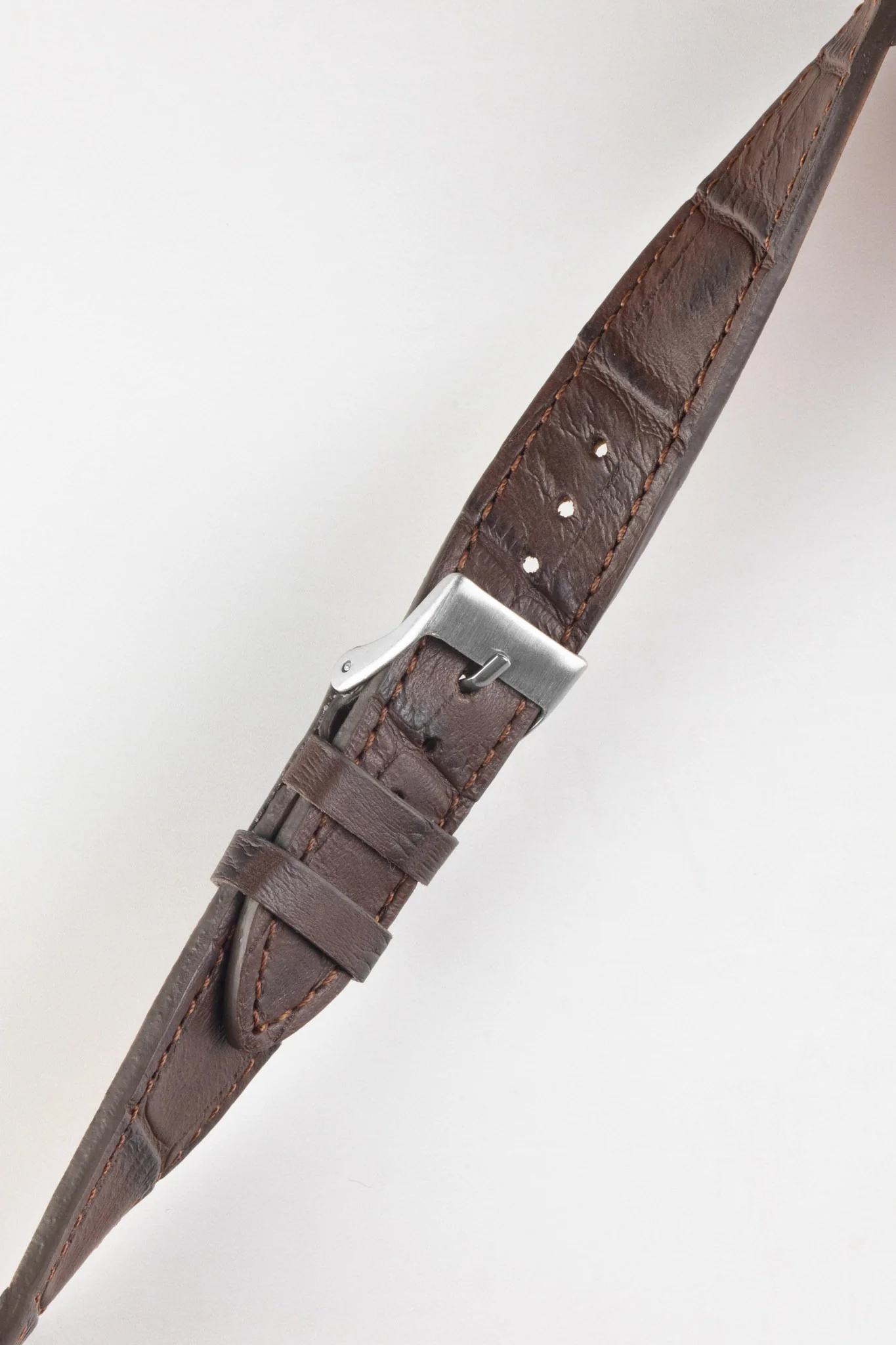 Pebro NILE Crocodile-Embossed Calfskin Leather Watch Strap in DARK BROWN - Image 3