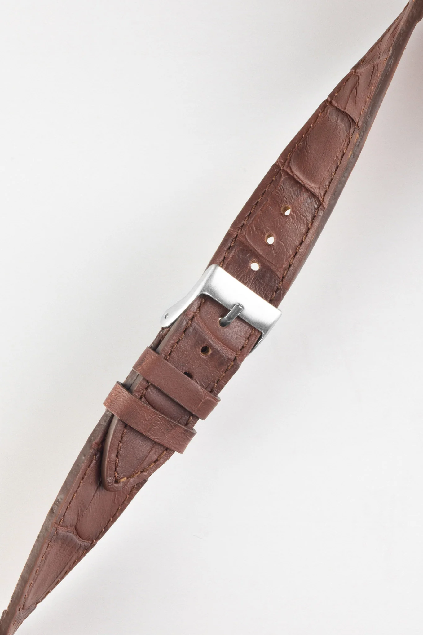 Pebro NILE Crocodile-Embossed Calfskin Leather Watch Strap in GOLD BROWN - Image 3