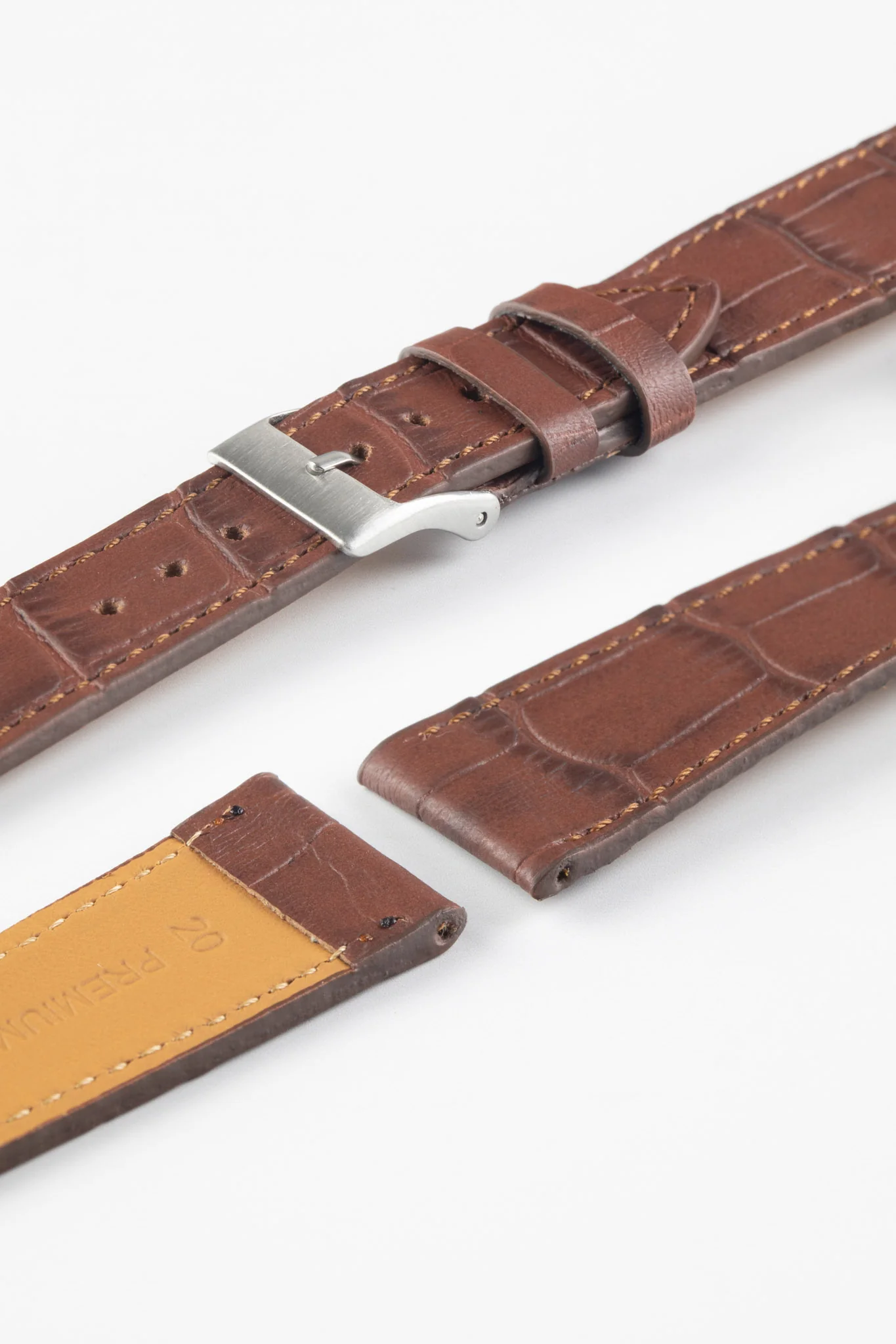 Pebro NILE Crocodile-Embossed Calfskin Leather Watch Strap in GOLD BROWN - Image 4