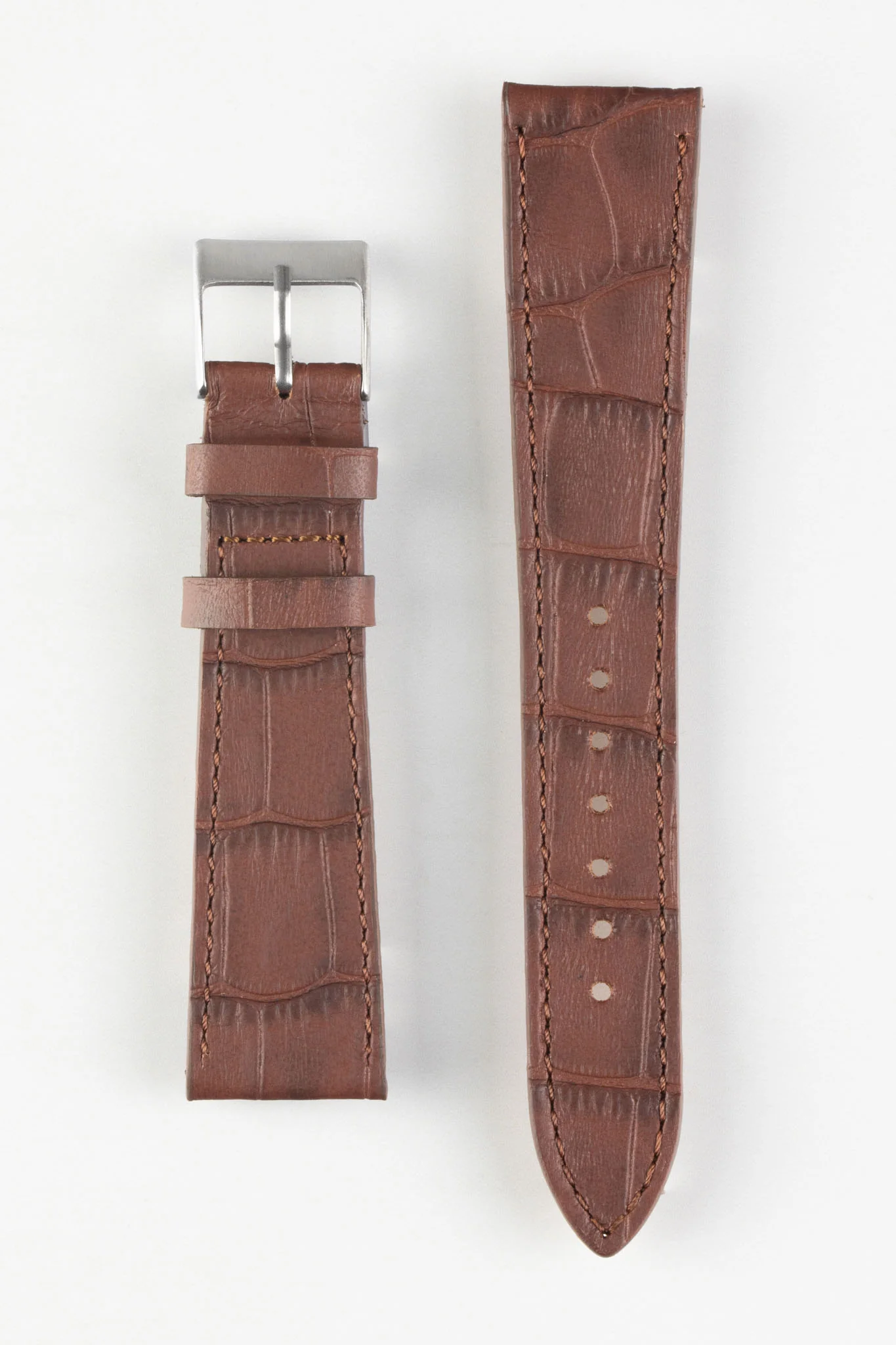 Pebro NILE Crocodile-Embossed Calfskin Leather Watch Strap in GOLD BROWN - Image 7