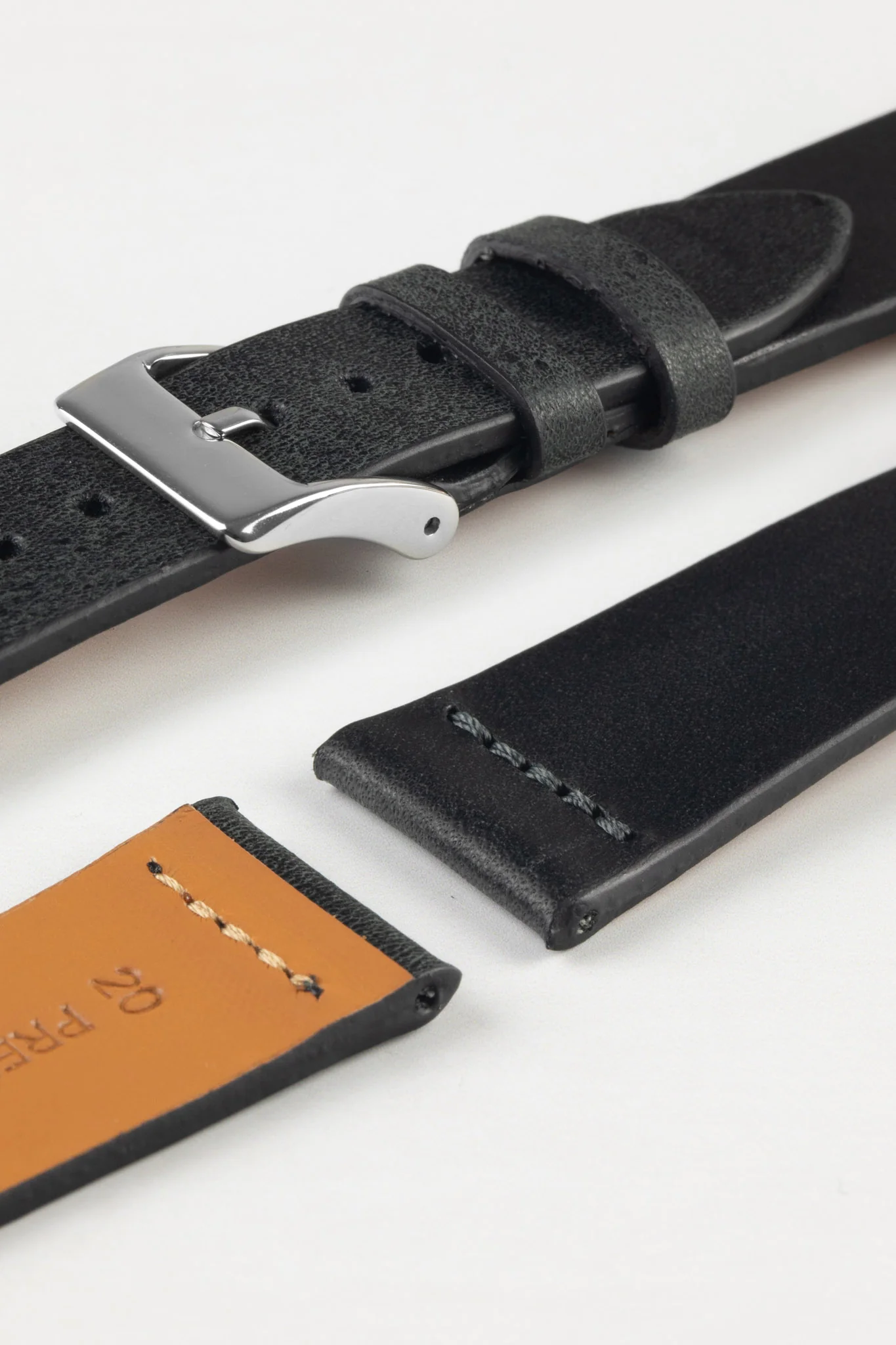 Pebro OILED ARTISAN Leather Watch Strap in BLACK - Image 6