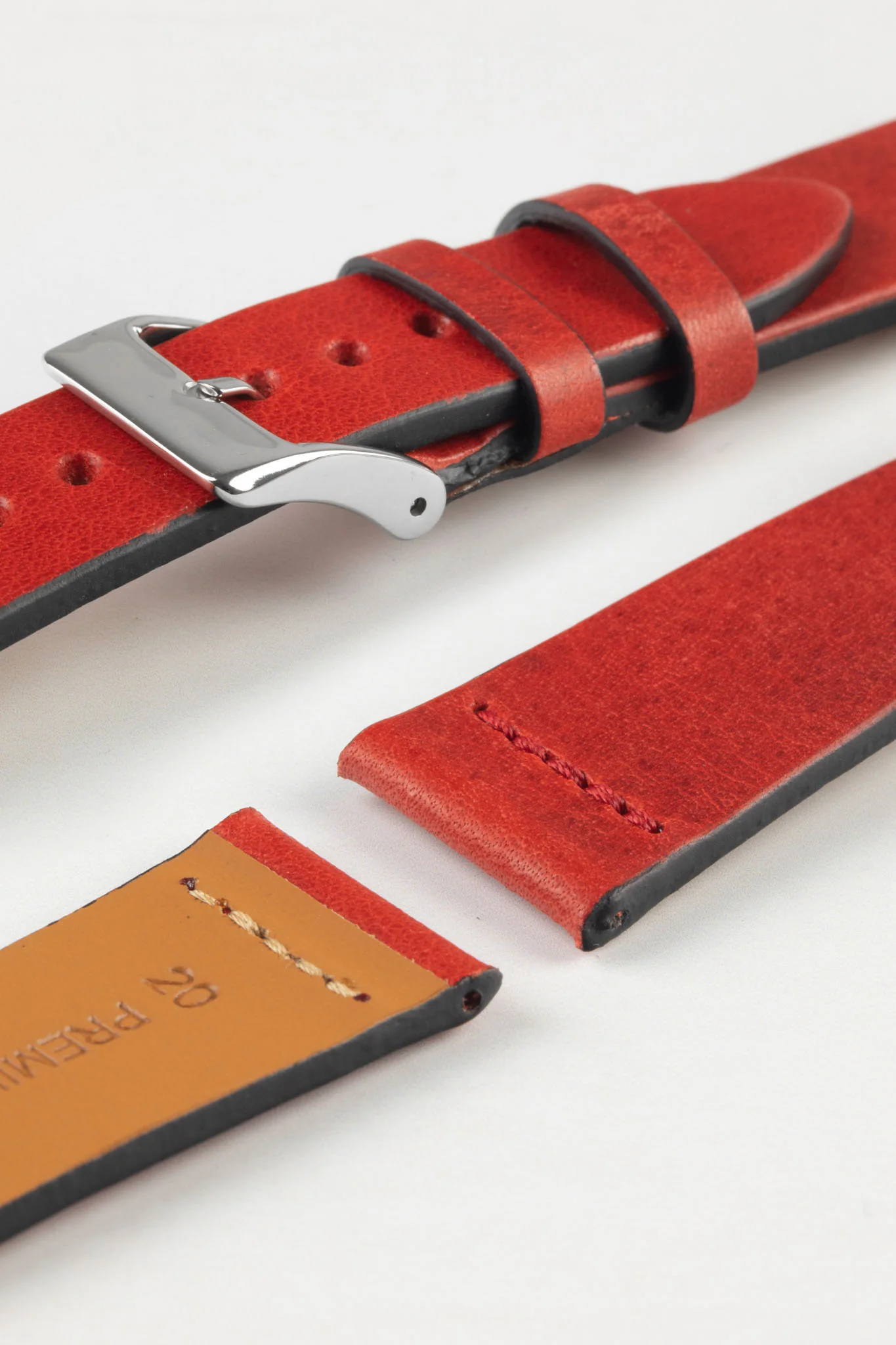 Pebro OILED ARTISAN Leather Watch Strap in RED - Image 6