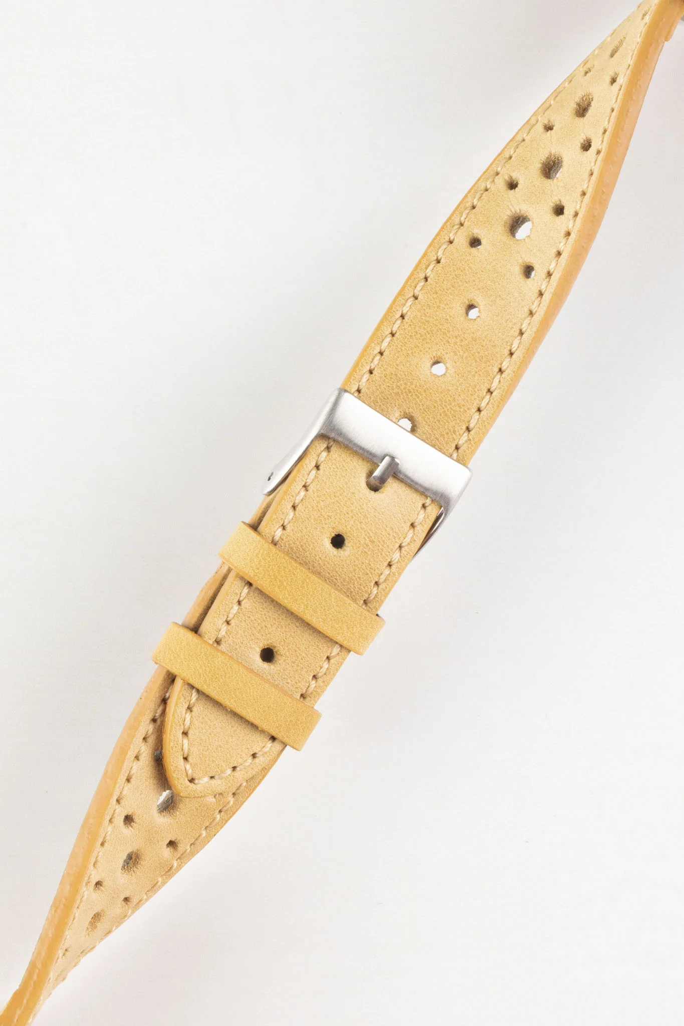 Pebro RACING Perforated Leather Watch Strap in MUSTARD - Image 3