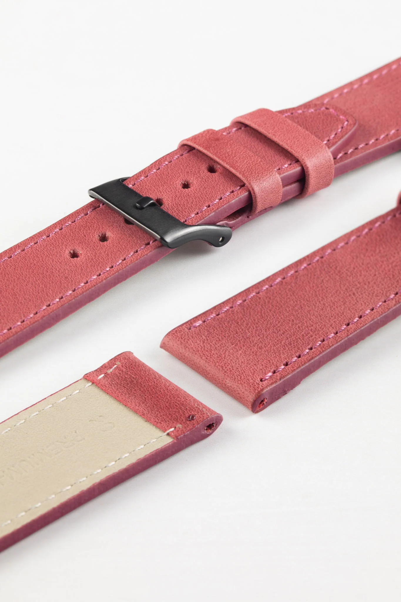 Pebro RUSTIC Vintage Leather Watch Strap in DUSTY PINK - Image 6