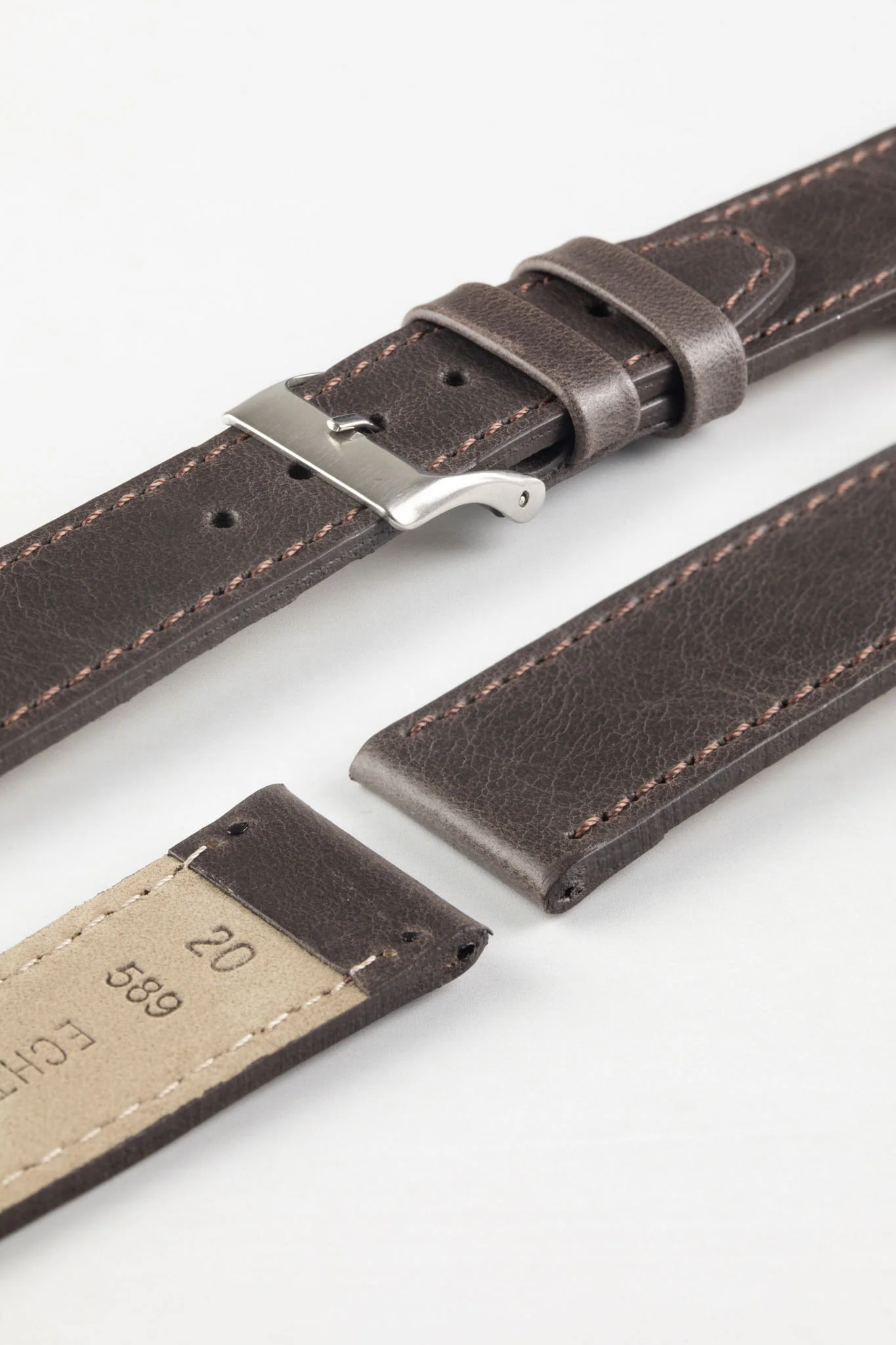 Pebro RUSTIC Vintage Leather Watch Strap in DARK BROWN - Image 4