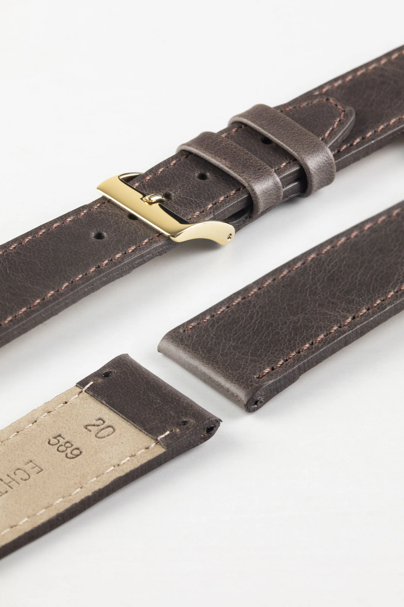 Pebro RUSTIC Vintage Leather Watch Strap in DARK BROWN - Image 5