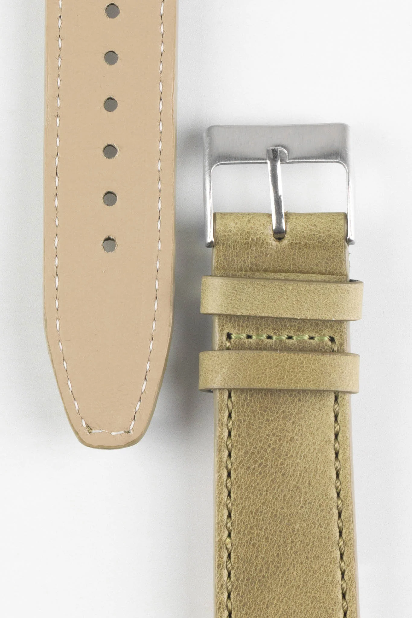 Pebro RUSTIC Vintage Leather Watch Strap in OLIVE GREEN - Image 2