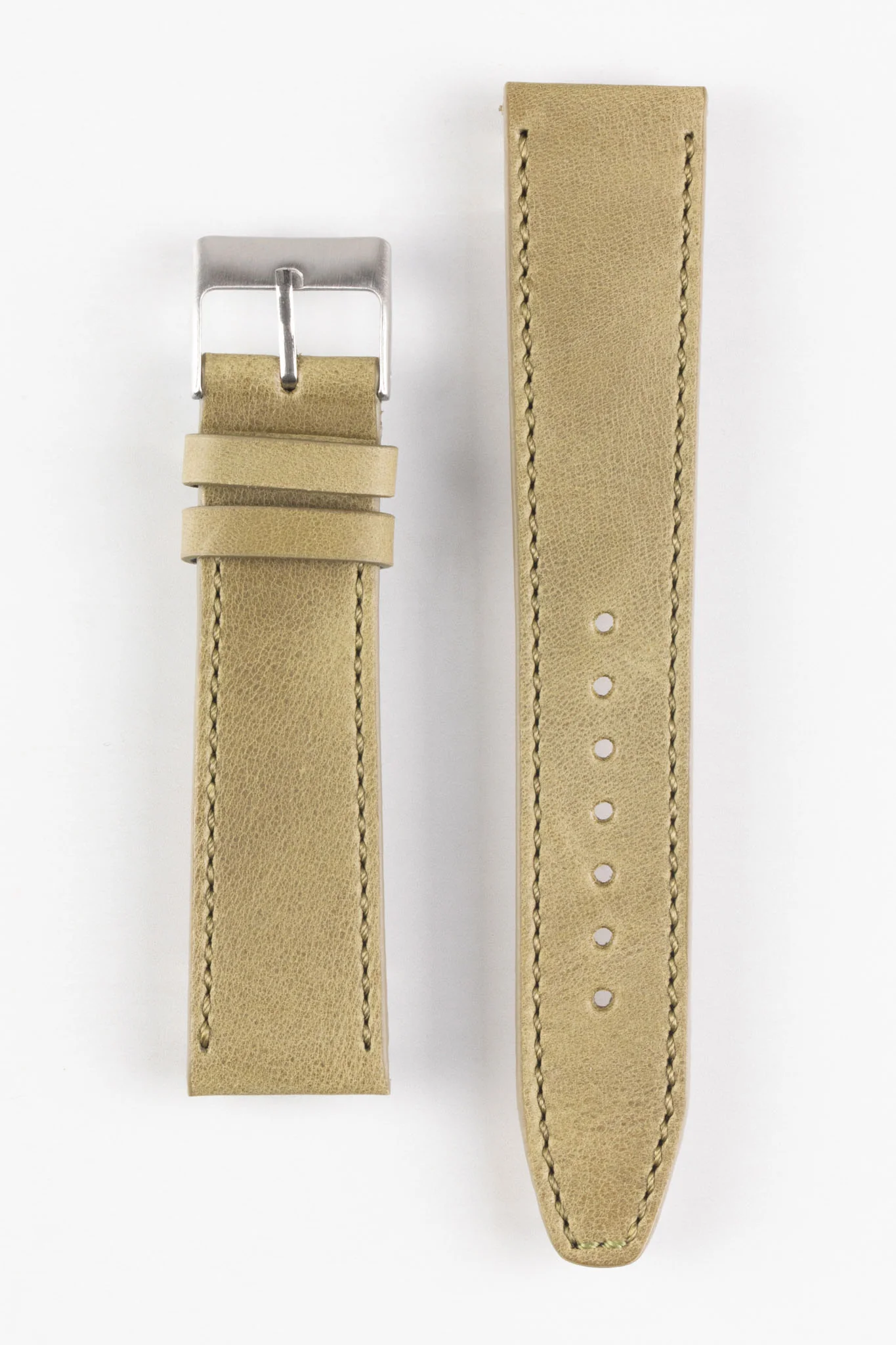 Pebro RUSTIC Vintage Leather Watch Strap in OLIVE GREEN - Image 7