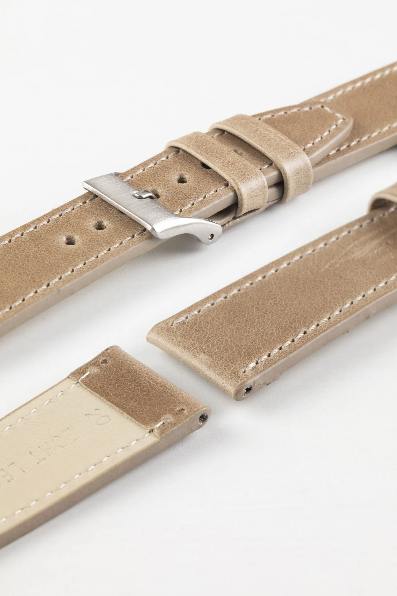 Pebro RUSTIC Vintage Leather Watch Strap in SAND - Image 4