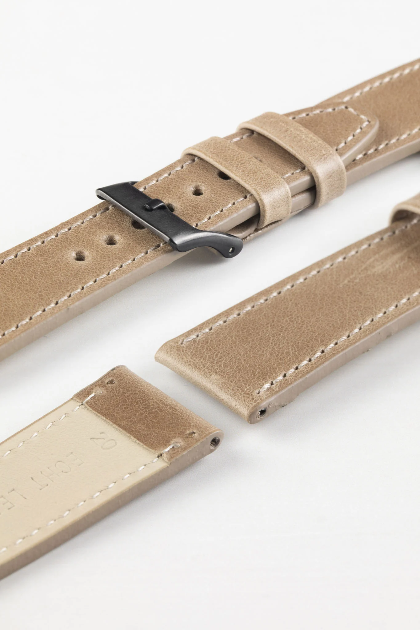 Pebro RUSTIC Vintage Leather Watch Strap in SAND - Image 6