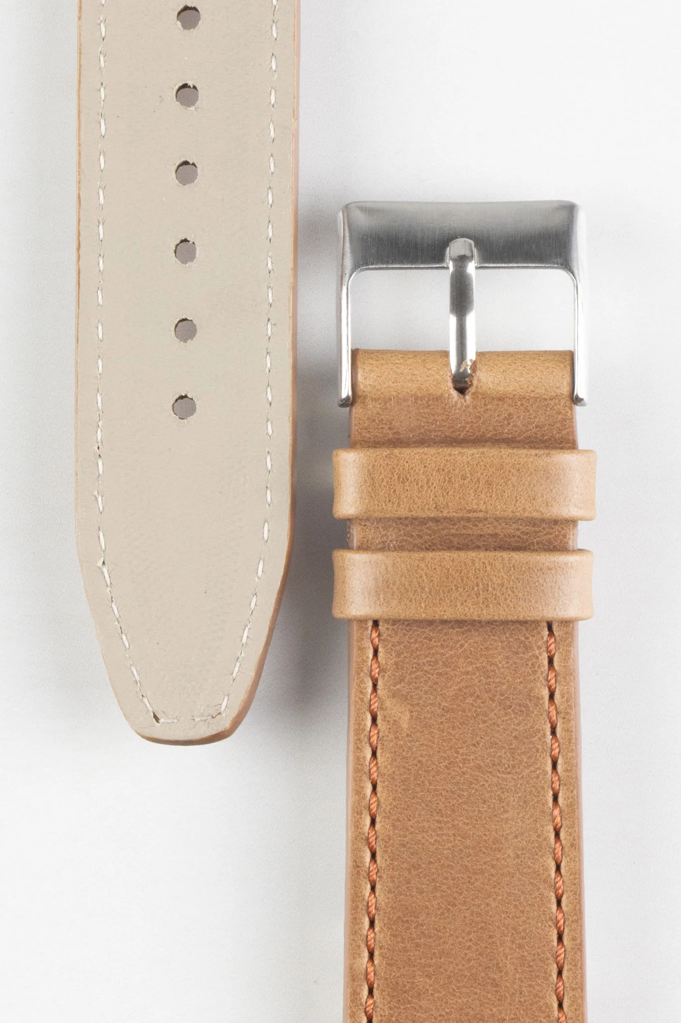 Pebro RUSTIC Vintage Leather Watch Strap in TAWNY BROWN - Image 2